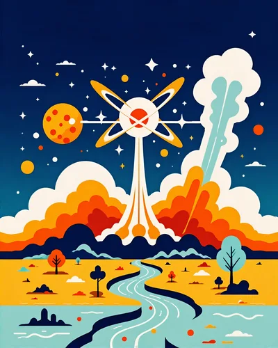 Abstract Space Rocket Launch Illustration
