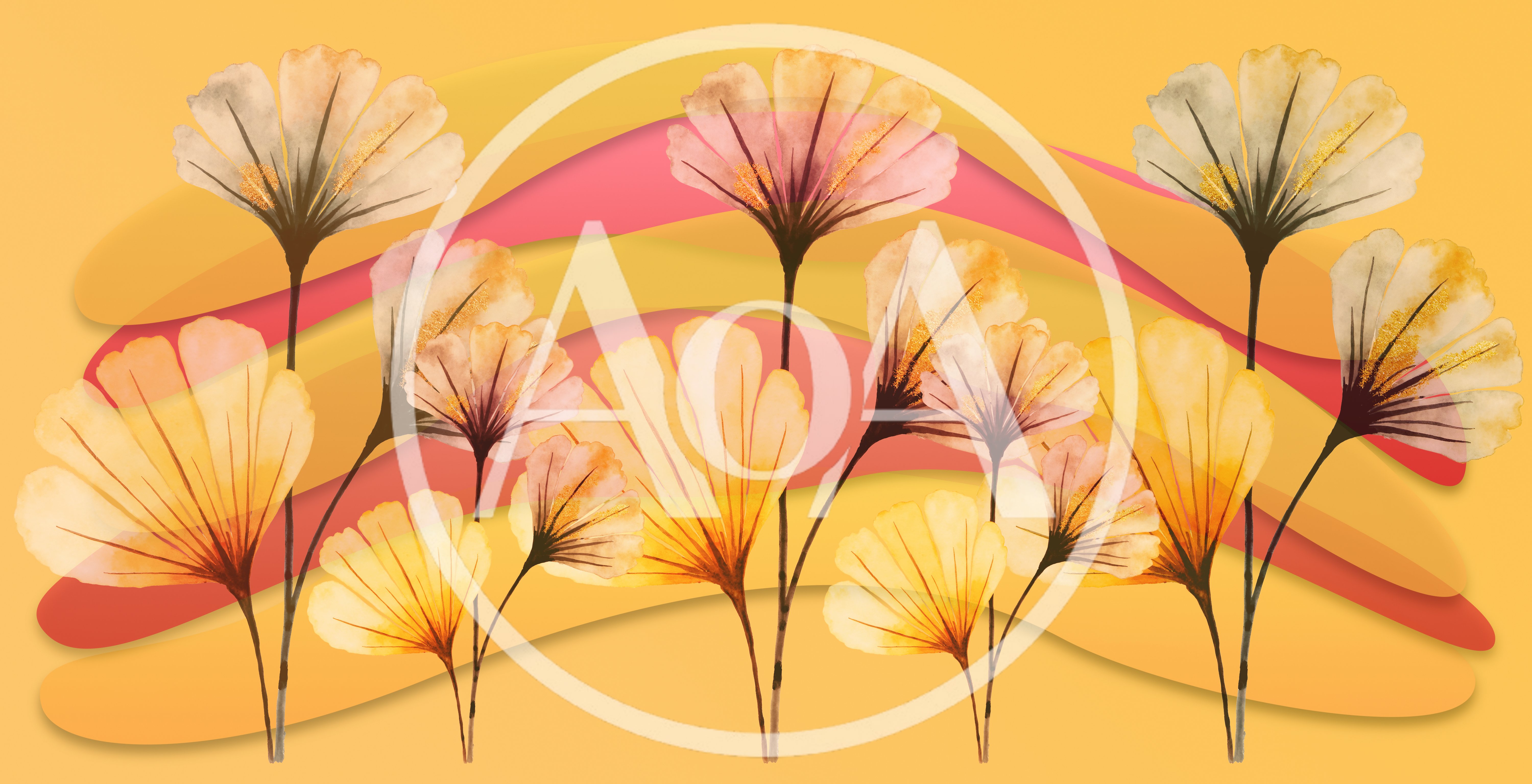 Watercolor Ginkgo Leaf Pattern With Abstract Background
