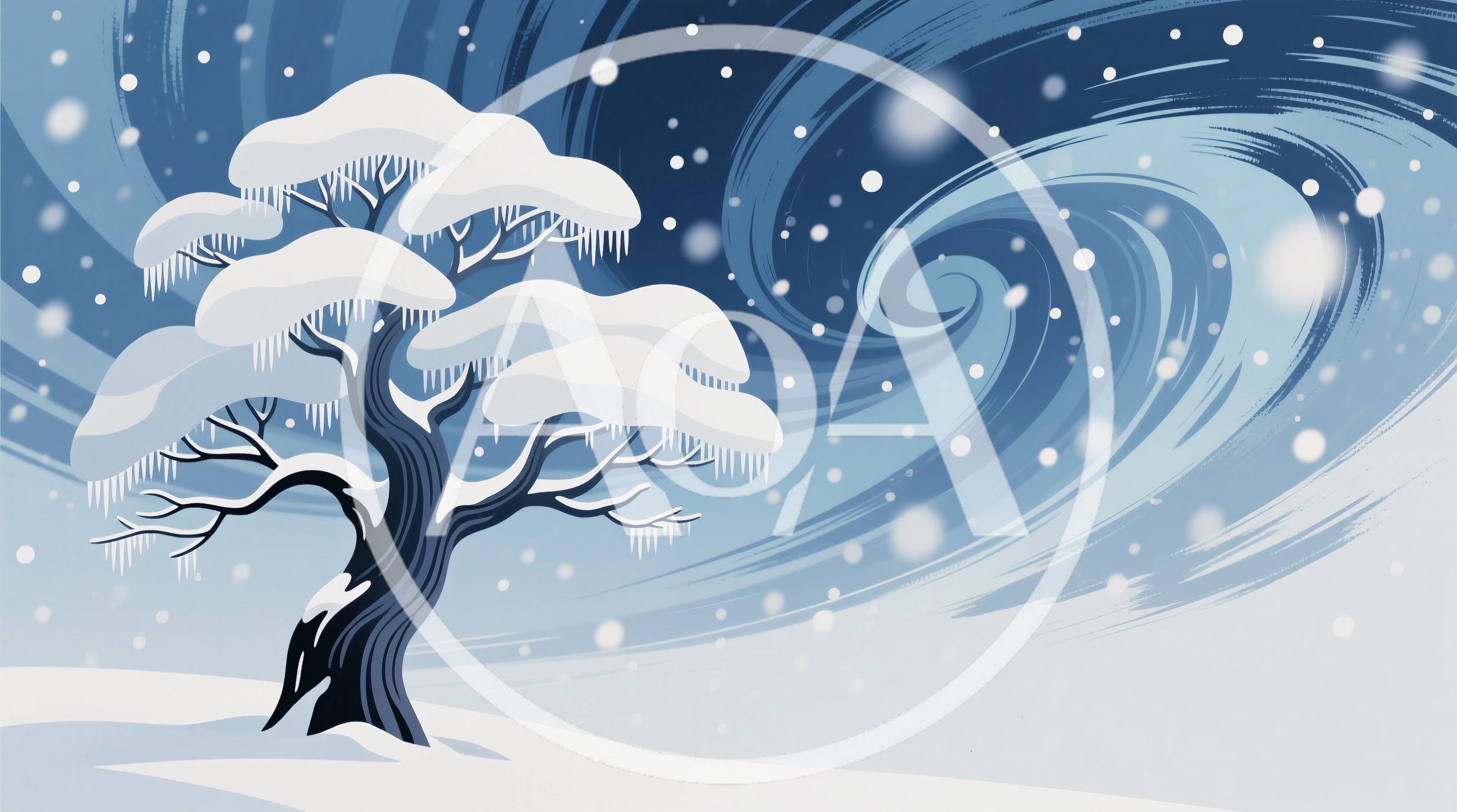 Stylized Winter Tree In A Snowy Blizzard