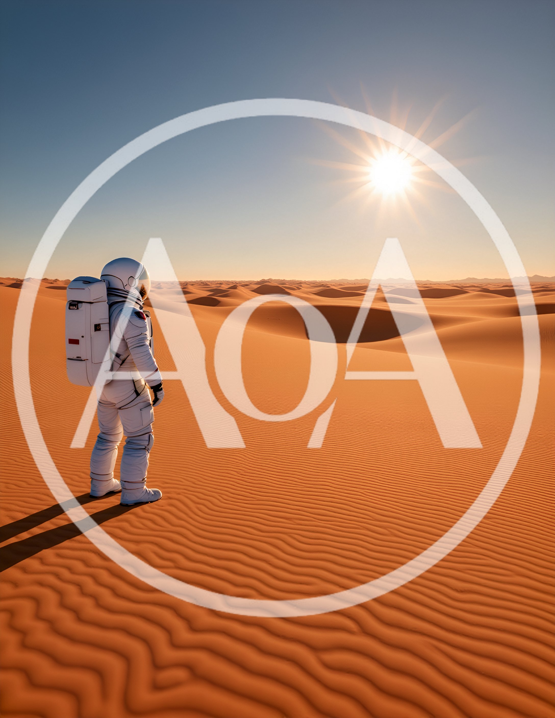 Astronaut Standing Alone In A Vast Desert Landscape