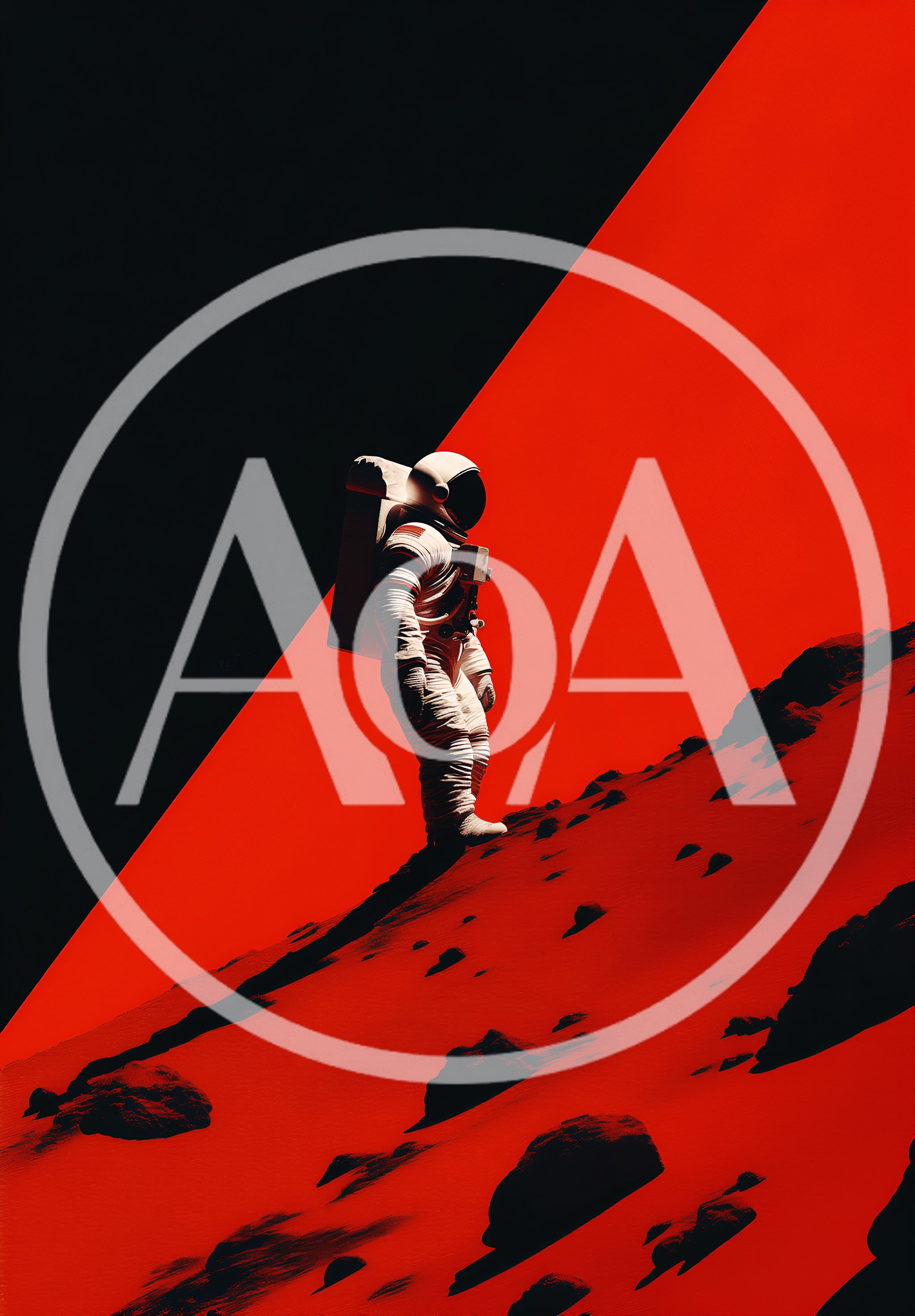 Astronaut Walking On A Red Martian Landscape