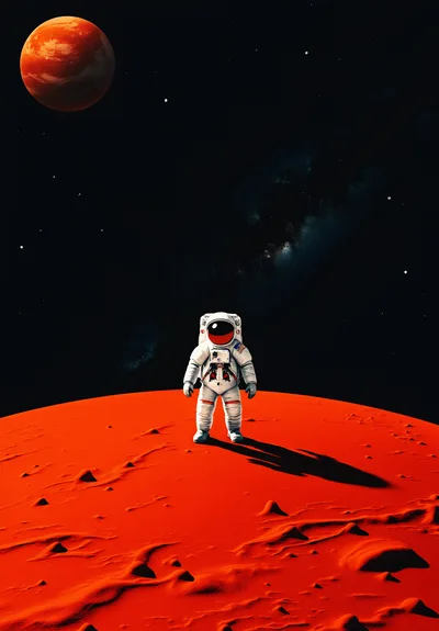 Astronaut Standing Alone On The Surface Of Mars