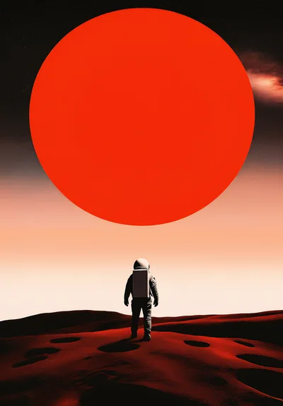 Astronaut Standing On A Red Planet Surface