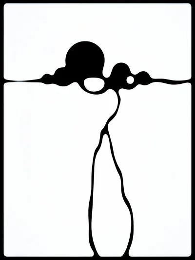 Minimalist Abstract Black And White Ink Illustration
