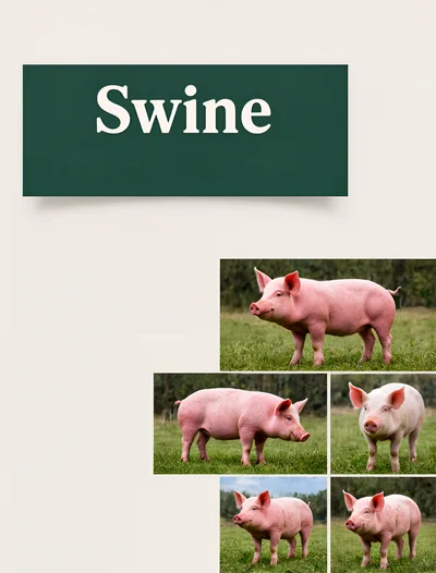Collage Of Domestic Pigs In A Green Pasture