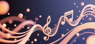 3D Rendered Musical Notes and Treble Clef