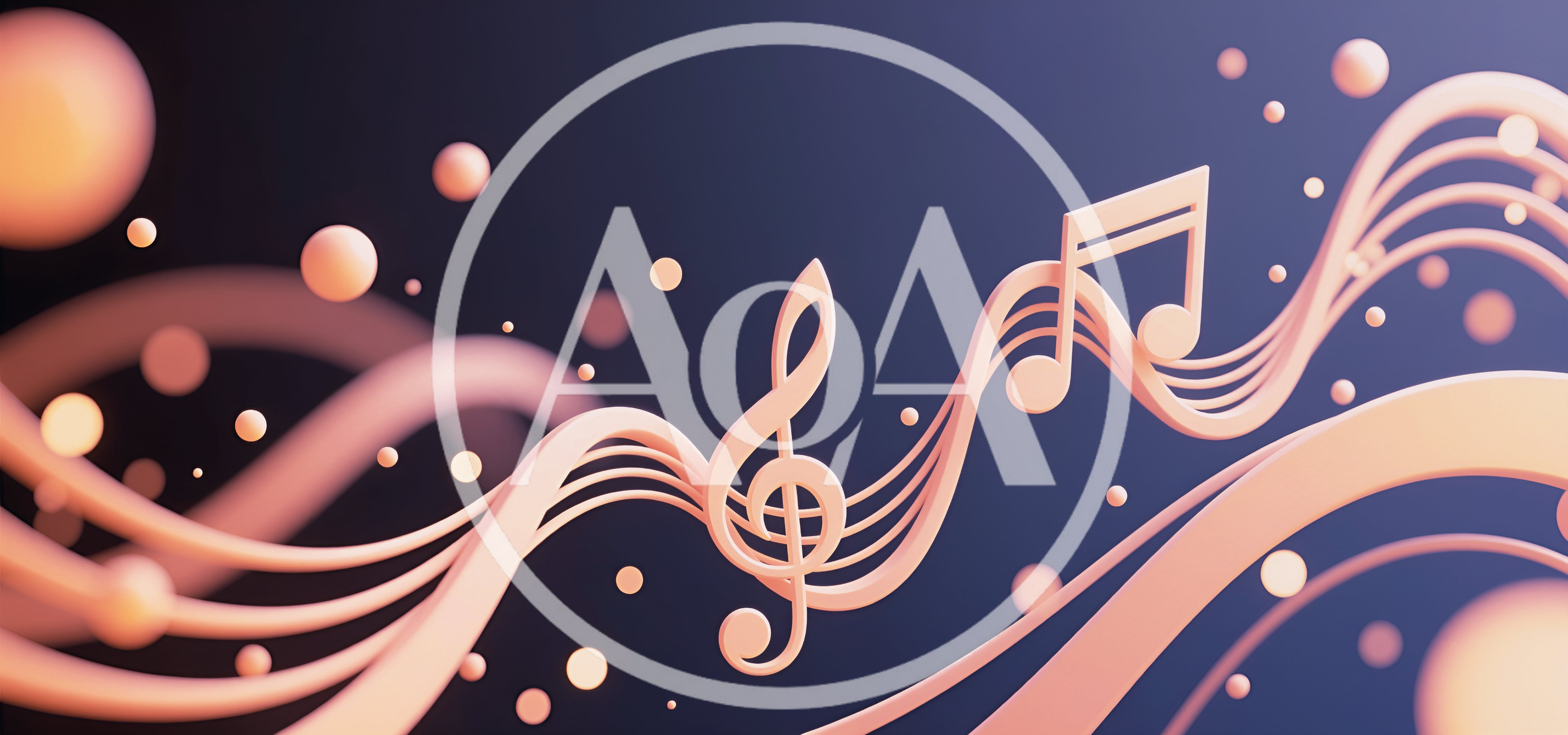 3D Rendered Musical Notes and Treble Clef