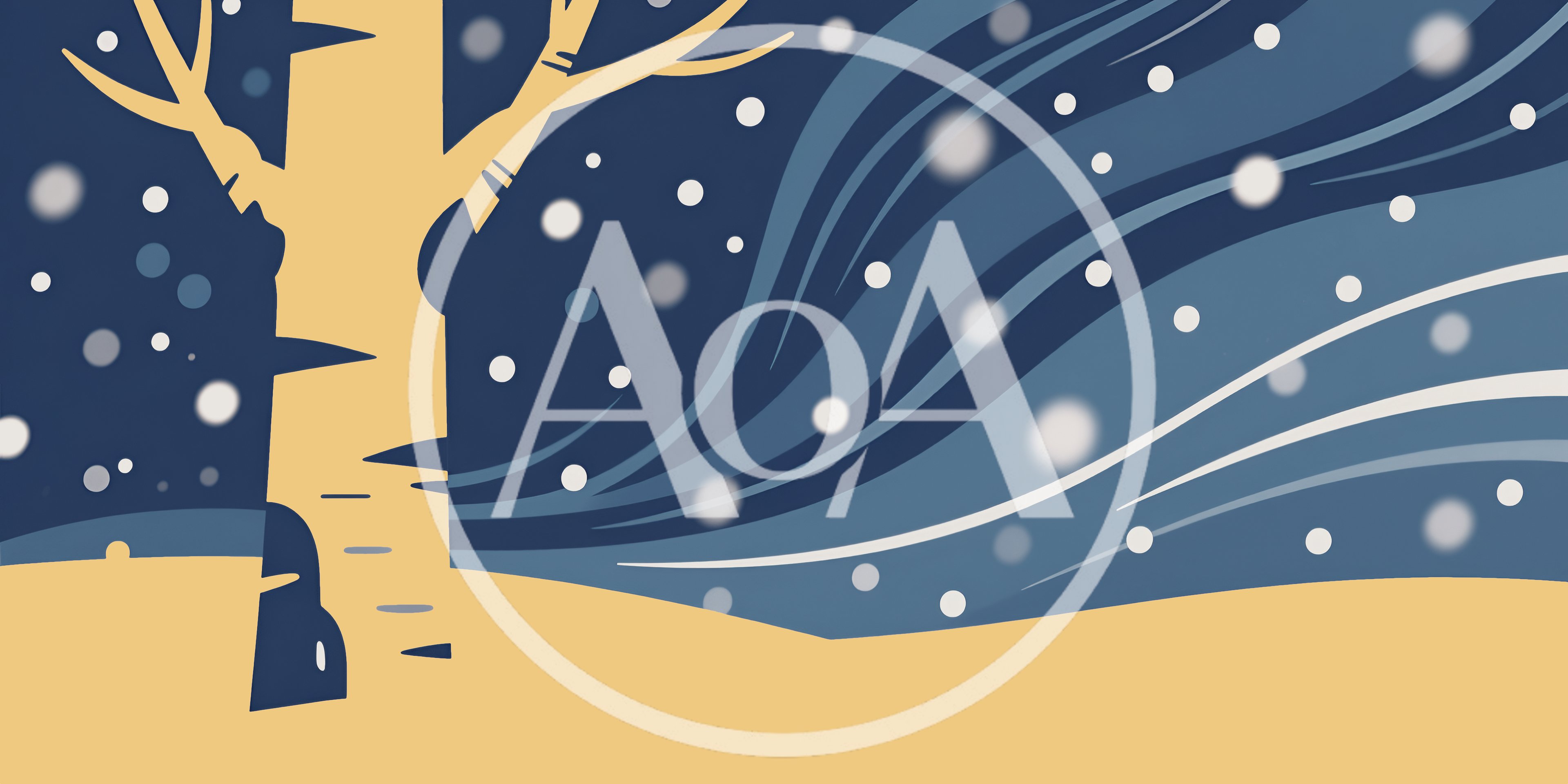 Stylized Winter Landscape With Birch Tree And Snowstorm