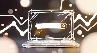 Hand Drawn Laptop With Search Bar Illustration