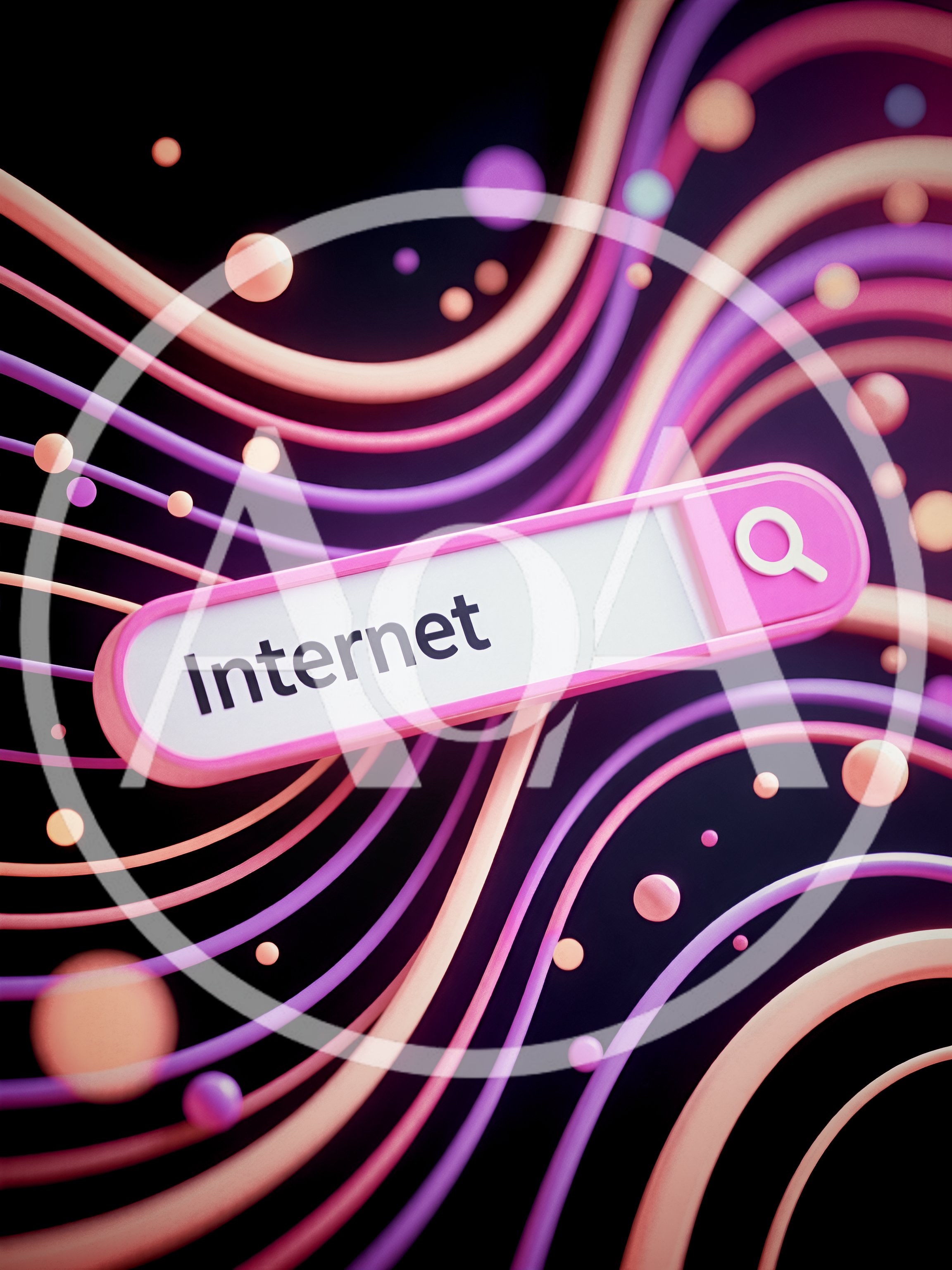 3D Search Bar With Internet Text And Abstract Lines