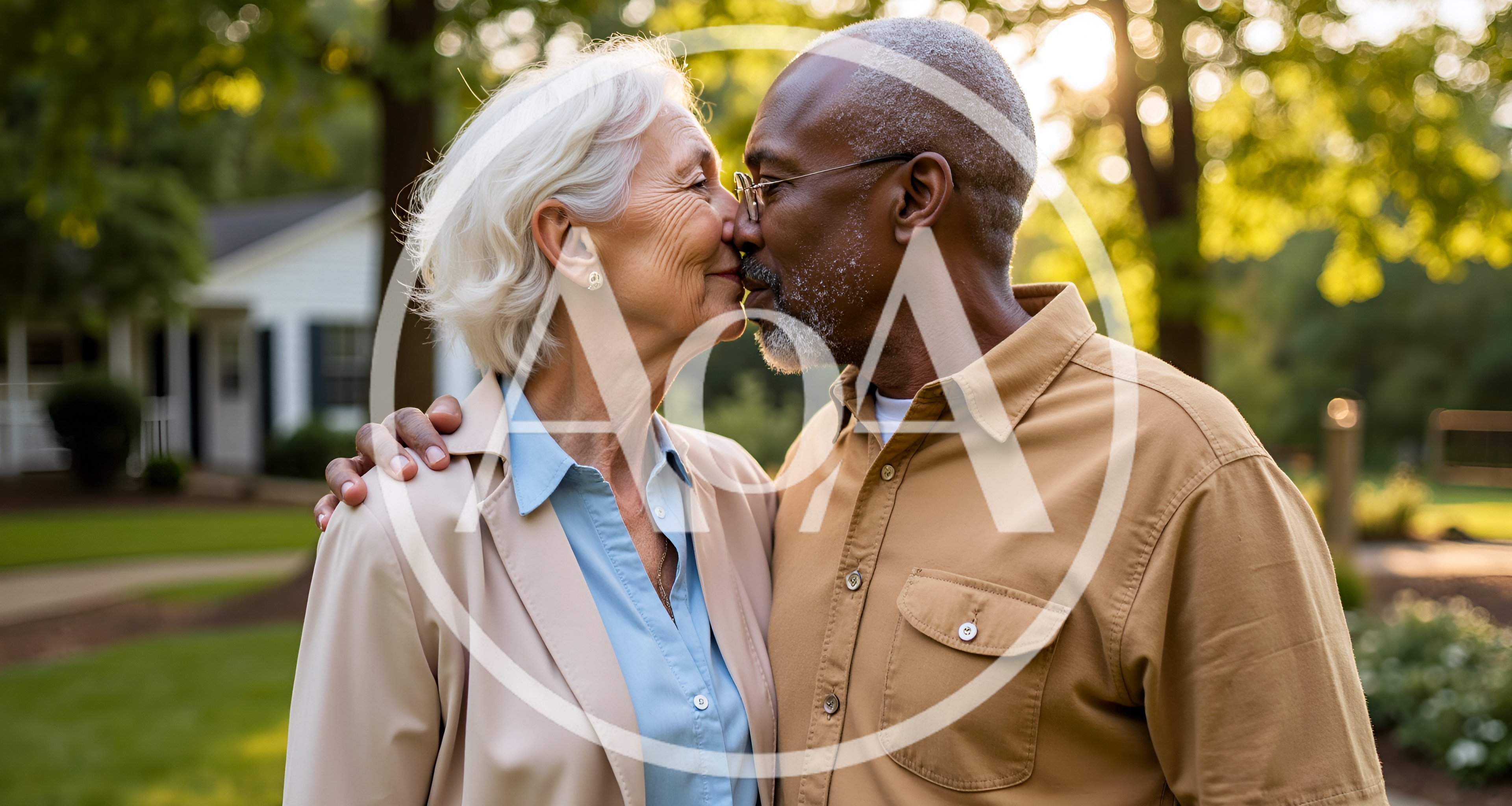 Senior Couple Sharing An Intimate Moment Outdoors