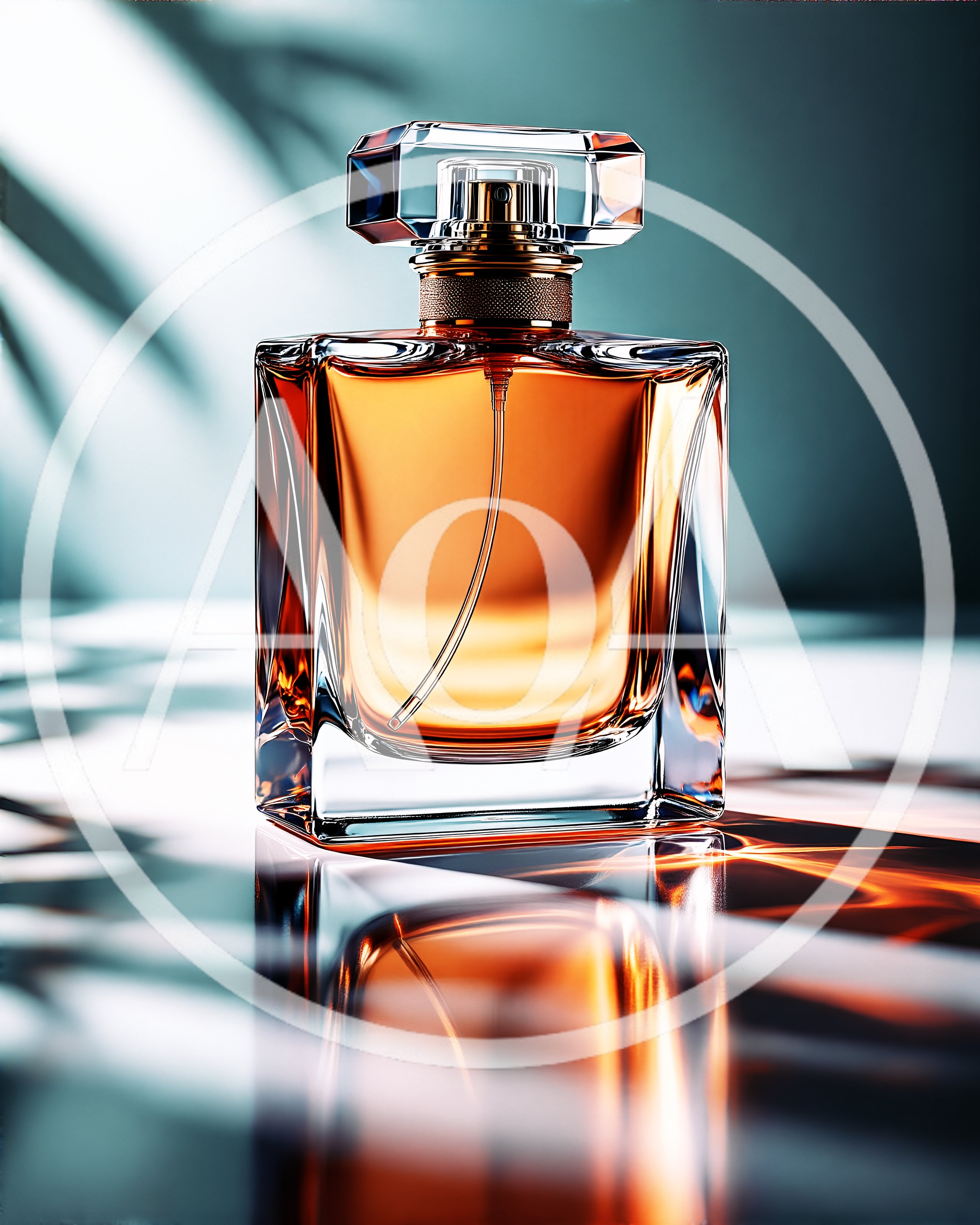 Luxury Perfume Bottle On Reflective Surface