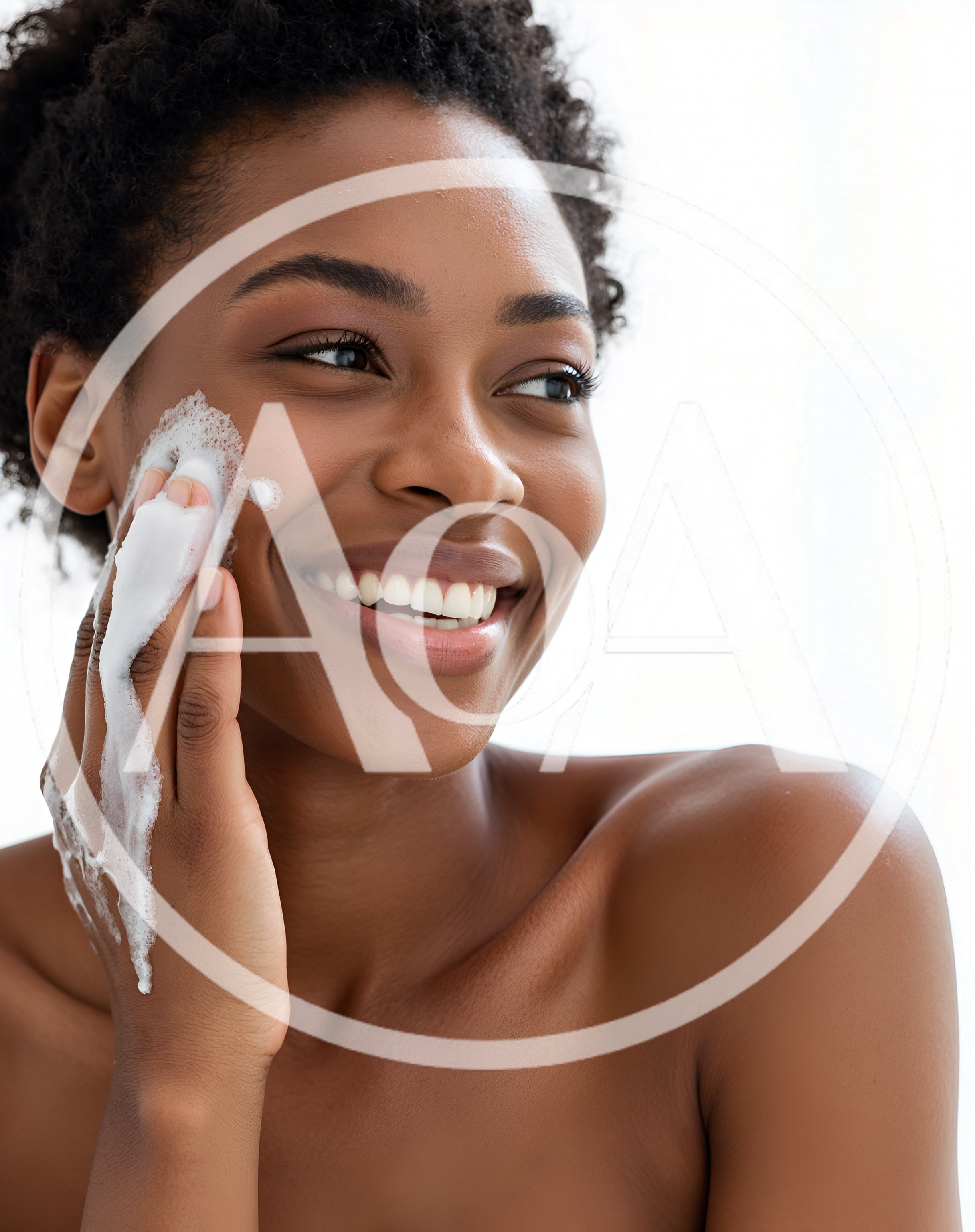Young Woman Applying Facial Cleansing Foam