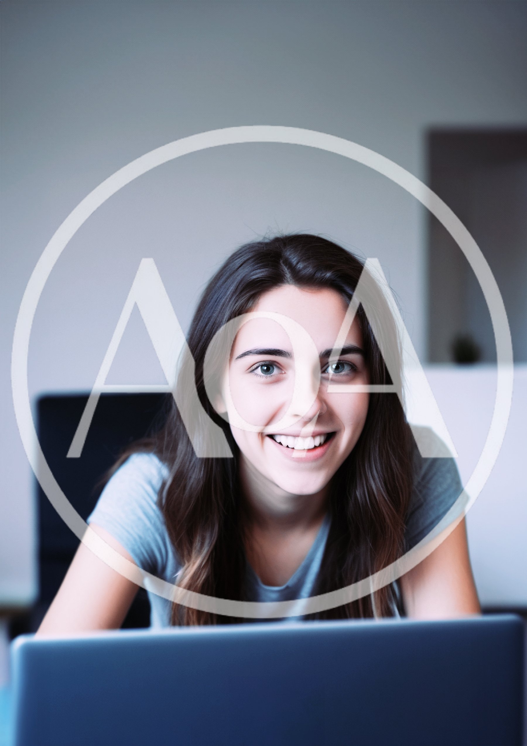 Young Woman Smiling While Working On Her Laptop