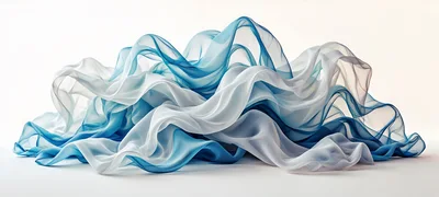 Abstract Flowing Blue And White Silk Fabric