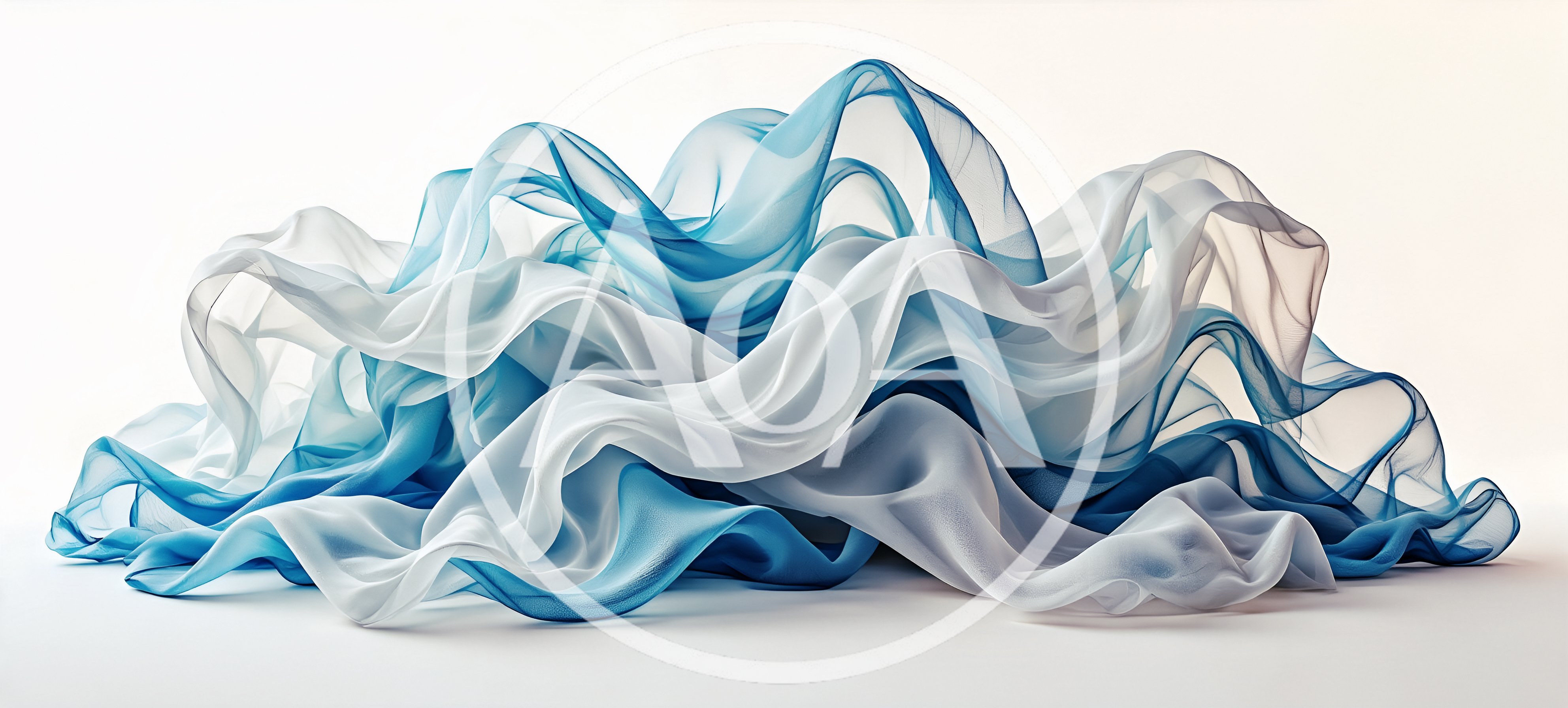 Abstract Flowing Blue And White Silk Fabric