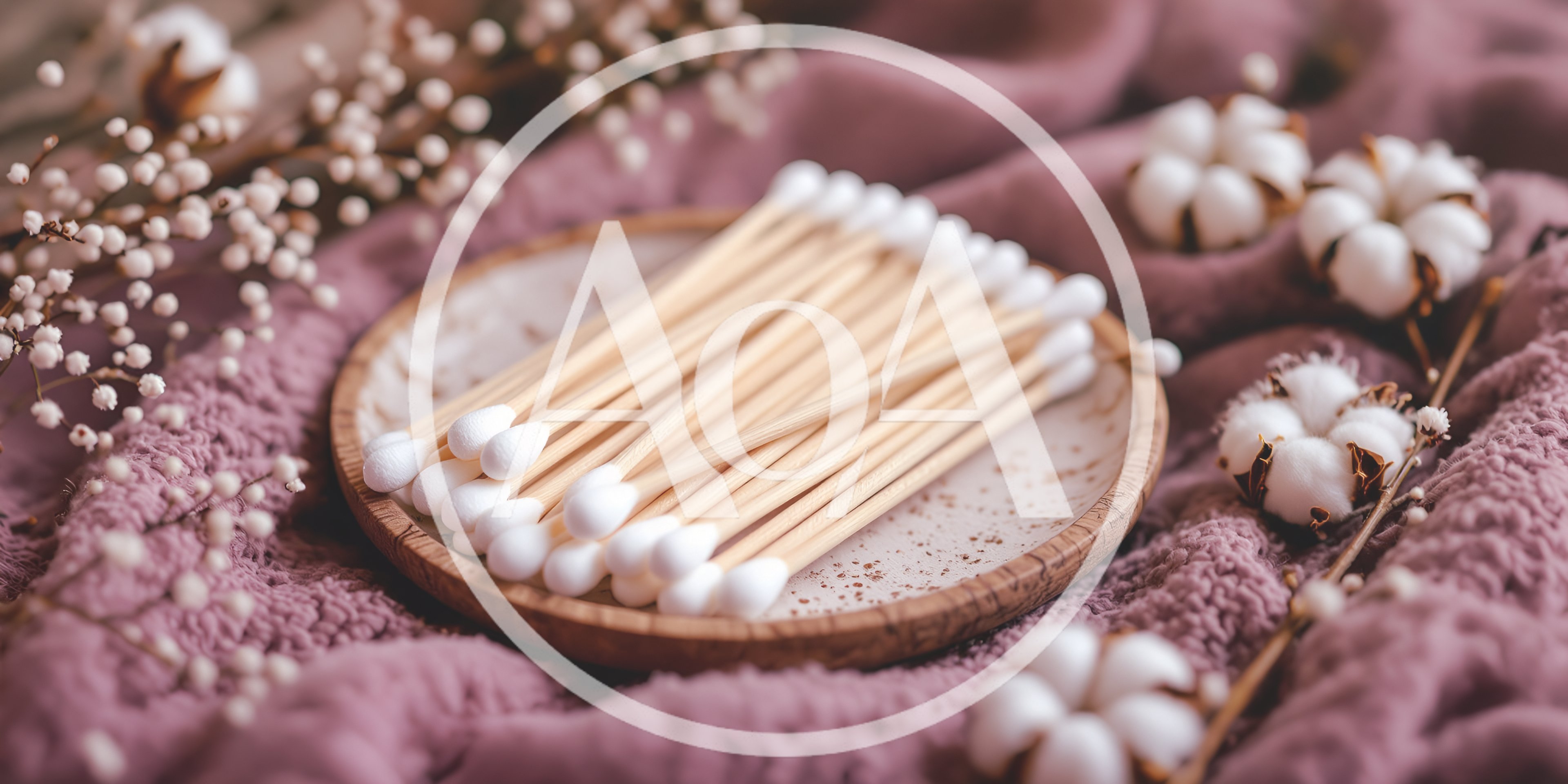 Bamboo Cotton Swabs On A Ceramic Plate
