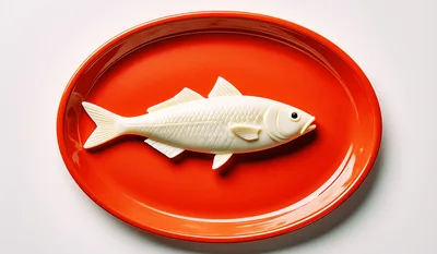 White Chocolate Fish Shaped Candy On Orange Platter