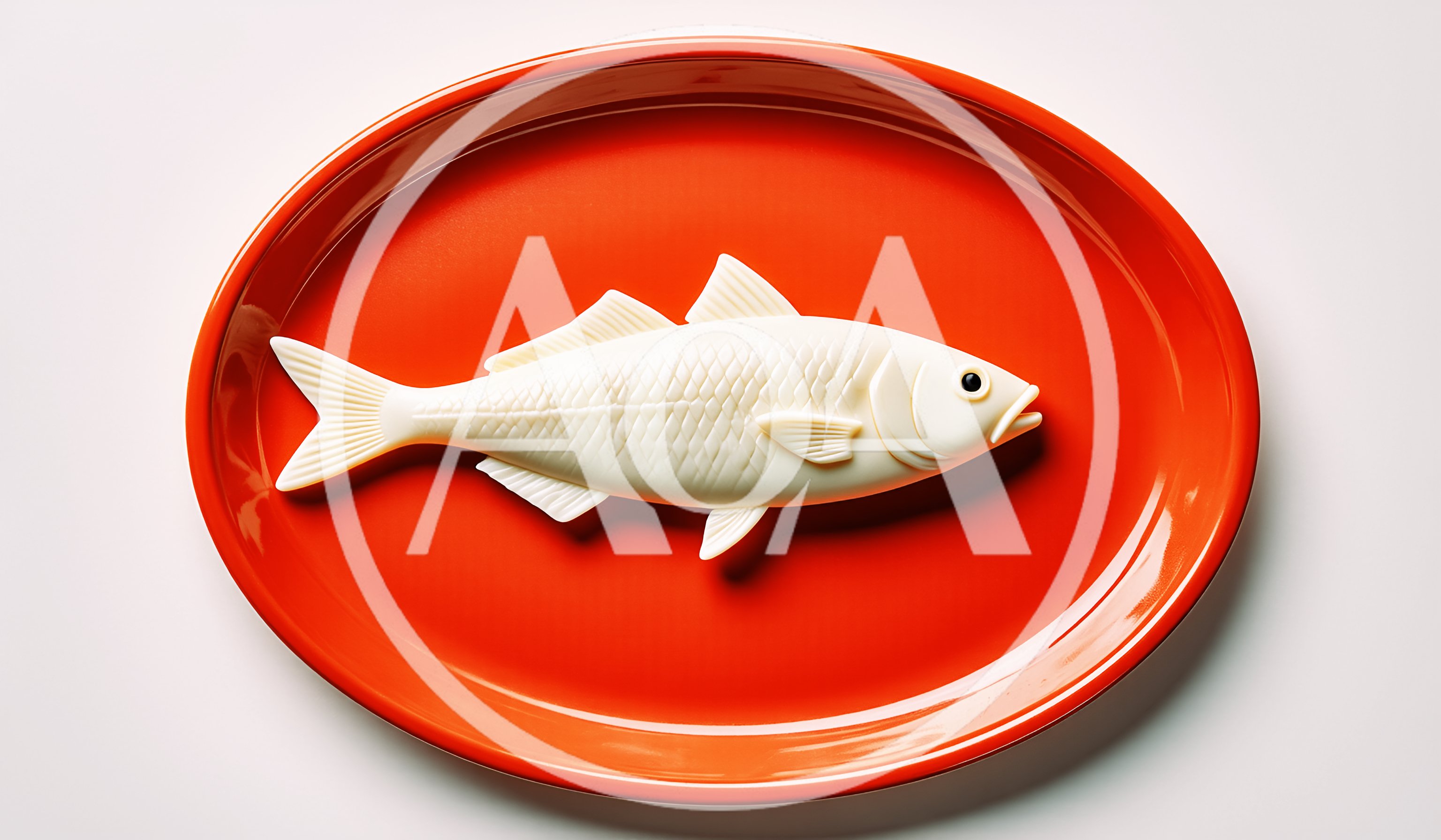 White Chocolate Fish Shaped Candy On Orange Platter