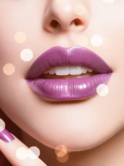 Close Up Of Woman With Purple Lipstick