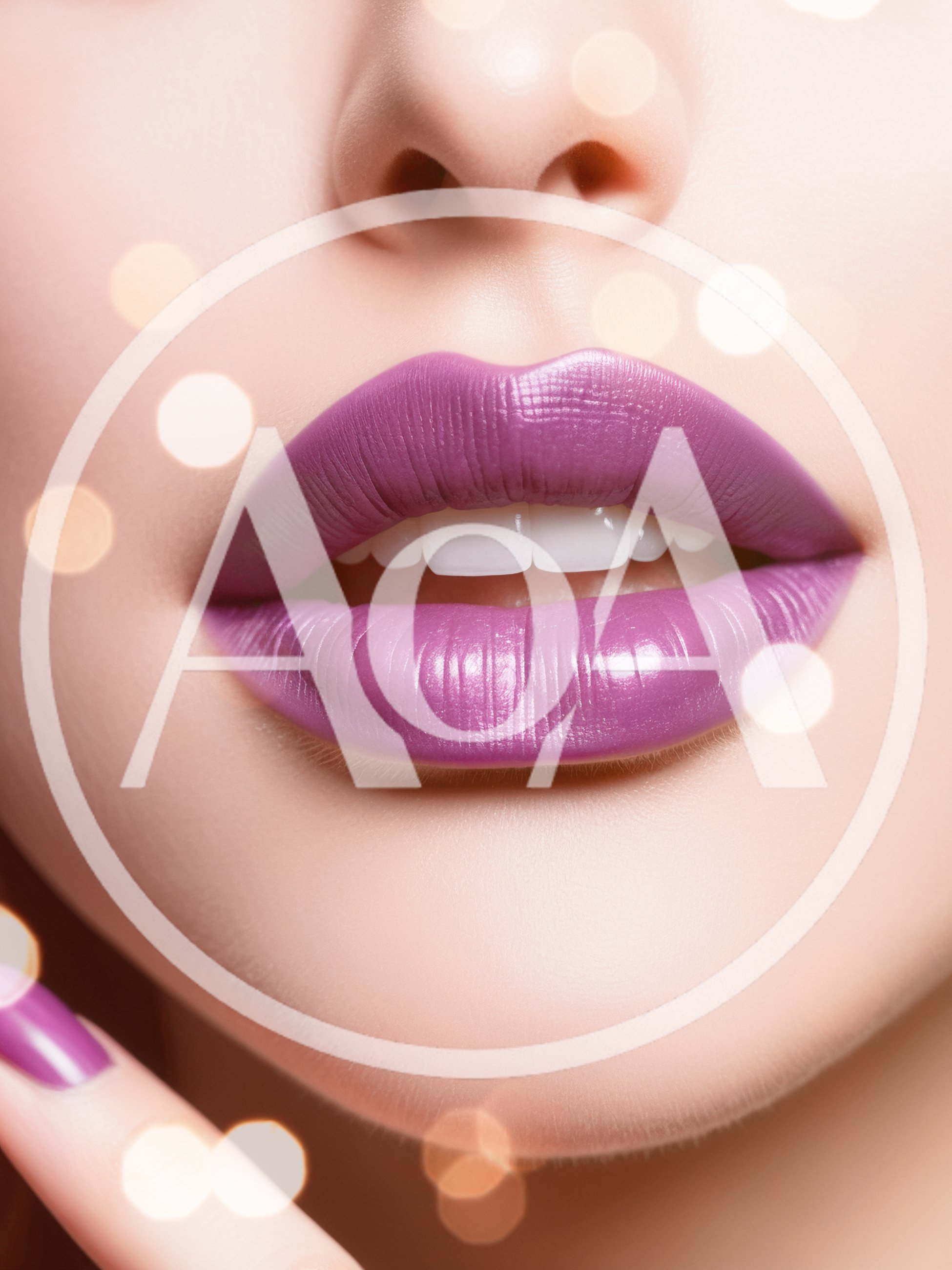 Close Up Of Woman With Purple Lipstick
