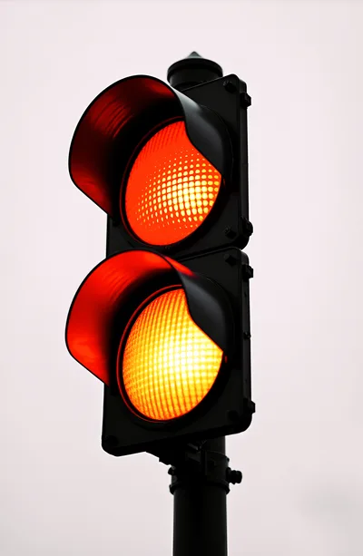 Traffic Light Showing Red And Yellow Signals