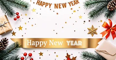 New Year Celebration Flat Lay With Gold Ribbon