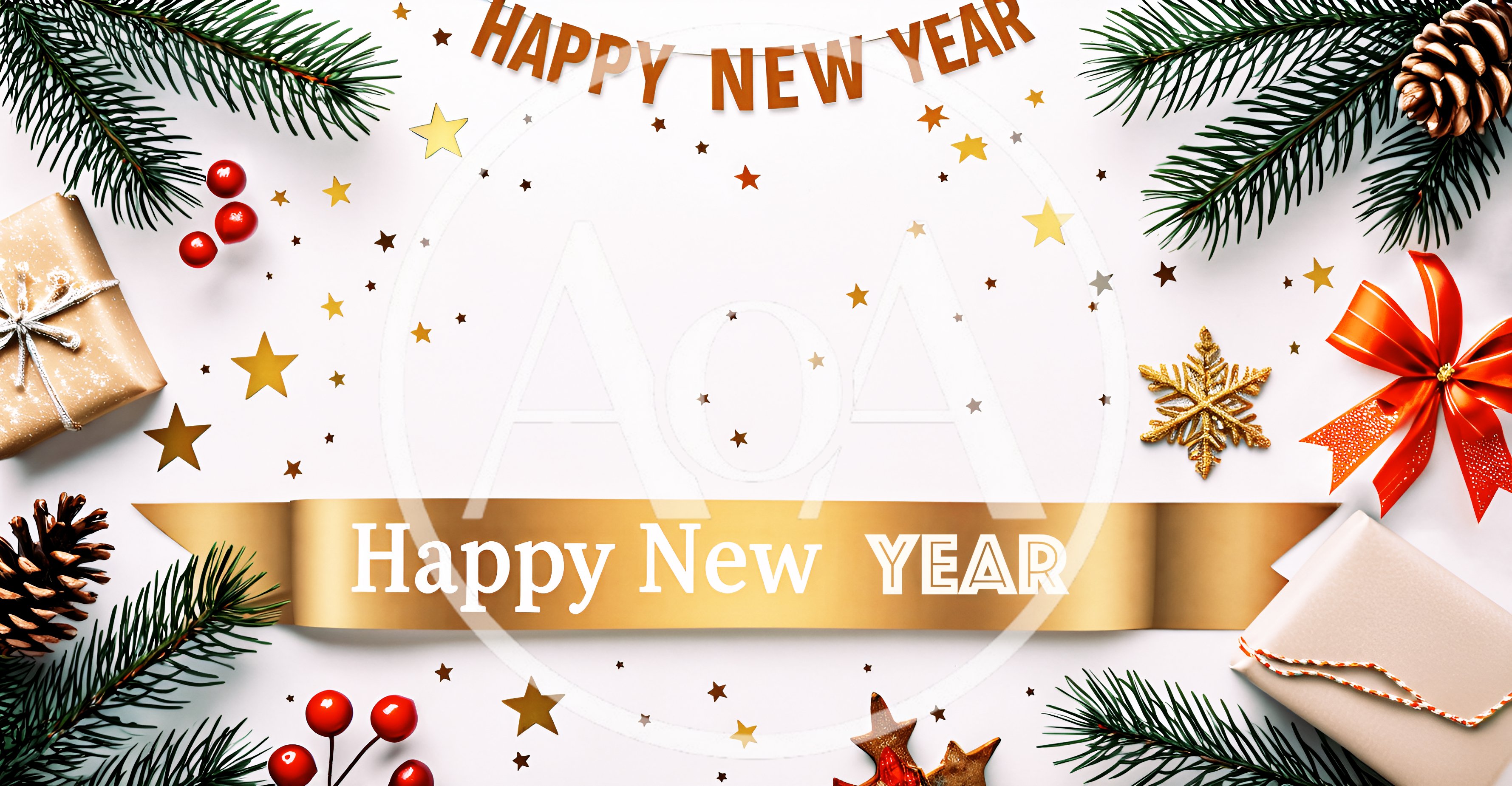 New Year Celebration Flat Lay With Gold Ribbon