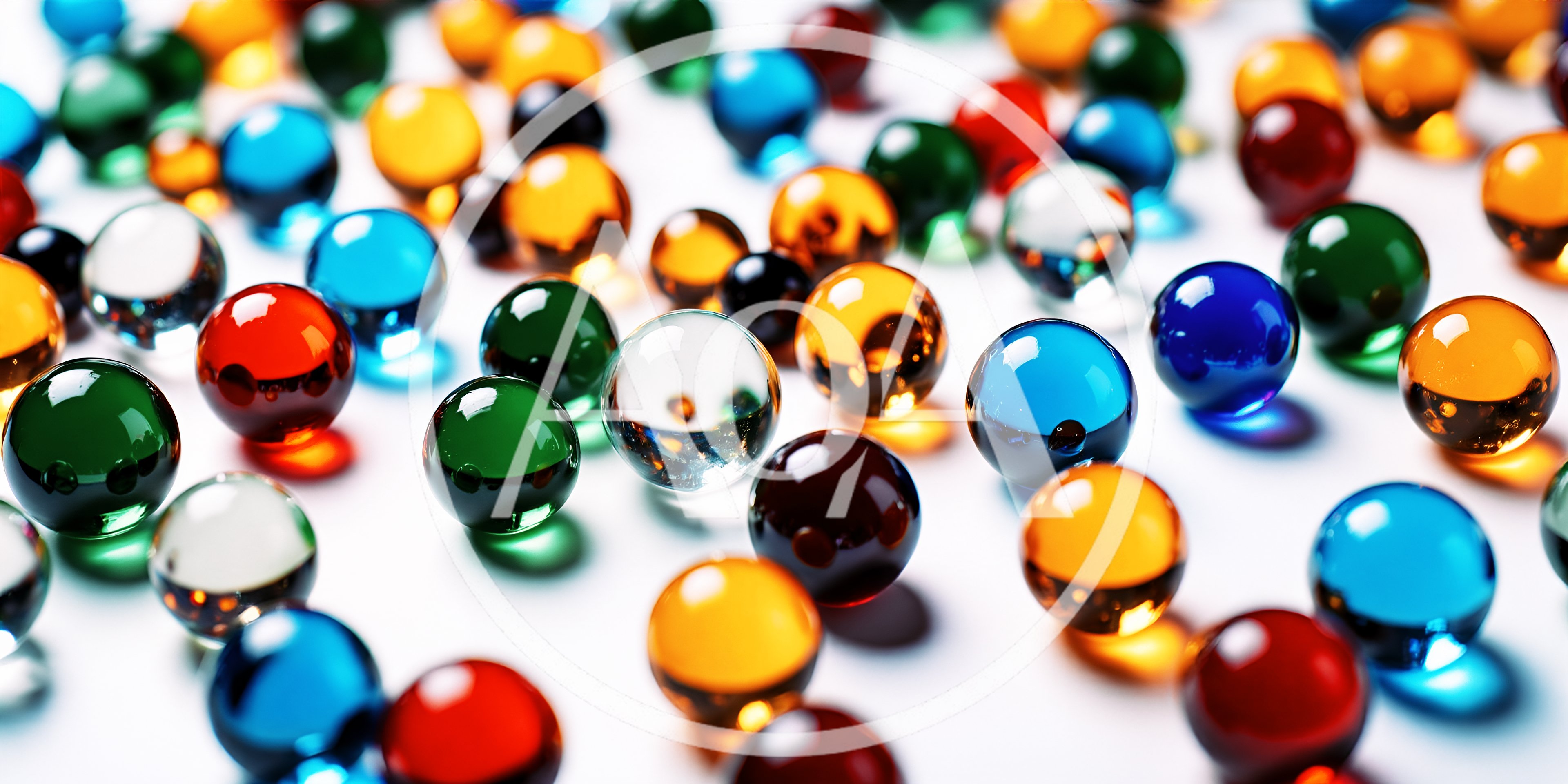 Colorful Glass Marbles Scattered On White Surface