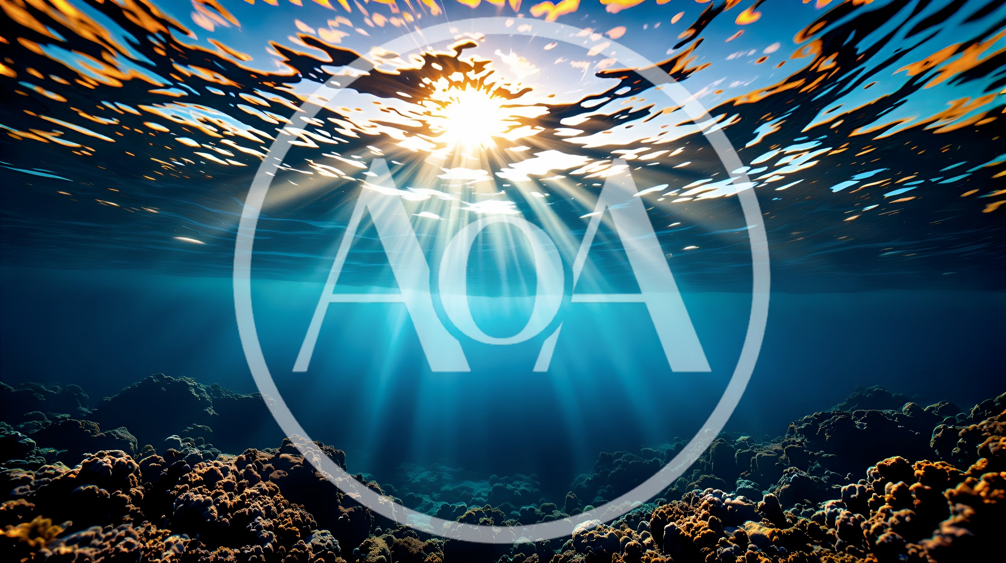 Sunlight Rays Piercing Through Ocean Surface Over Coral Reef