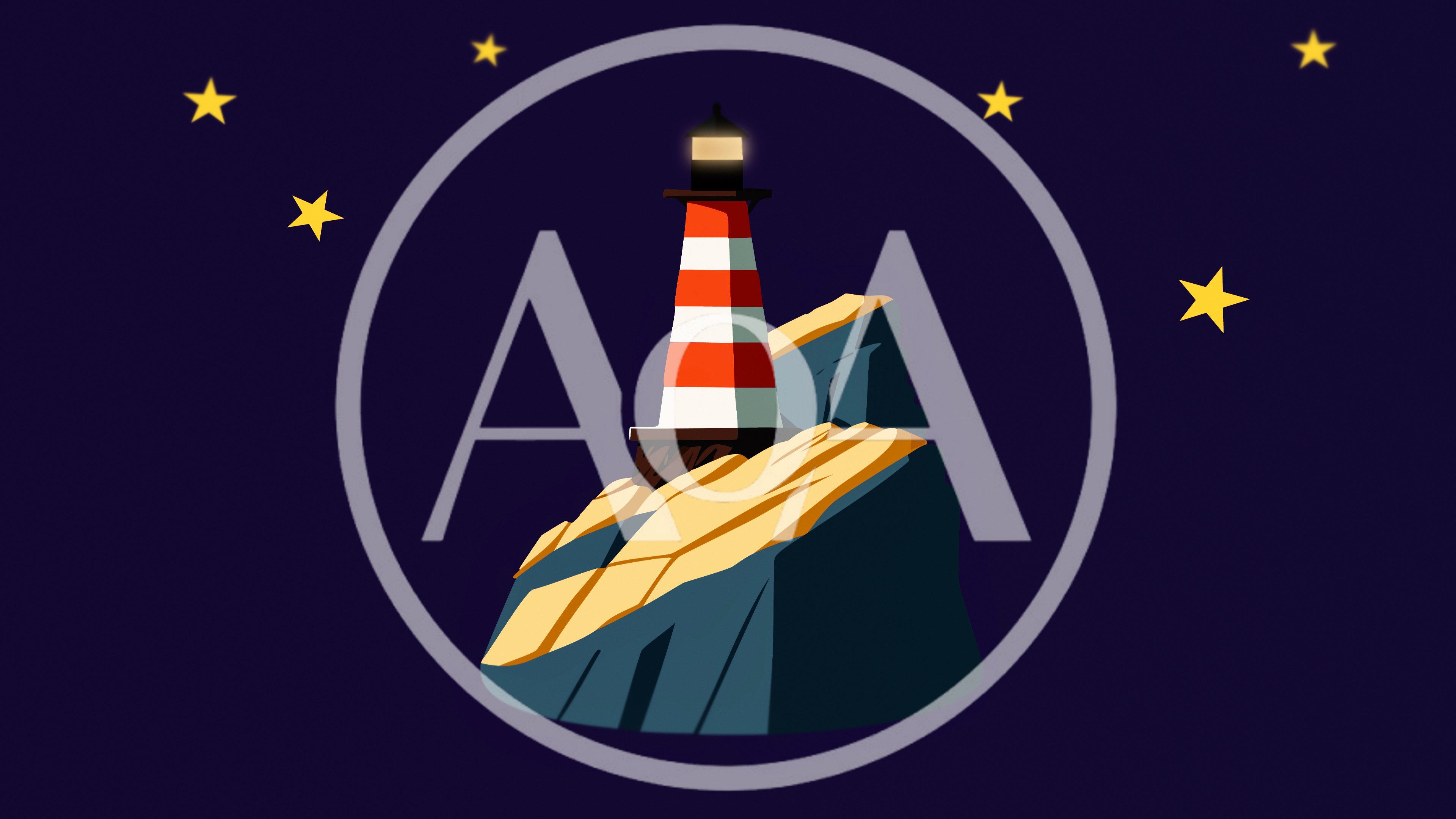 Minimalist Illustration Of A Lighthouse On A Rocky Island
