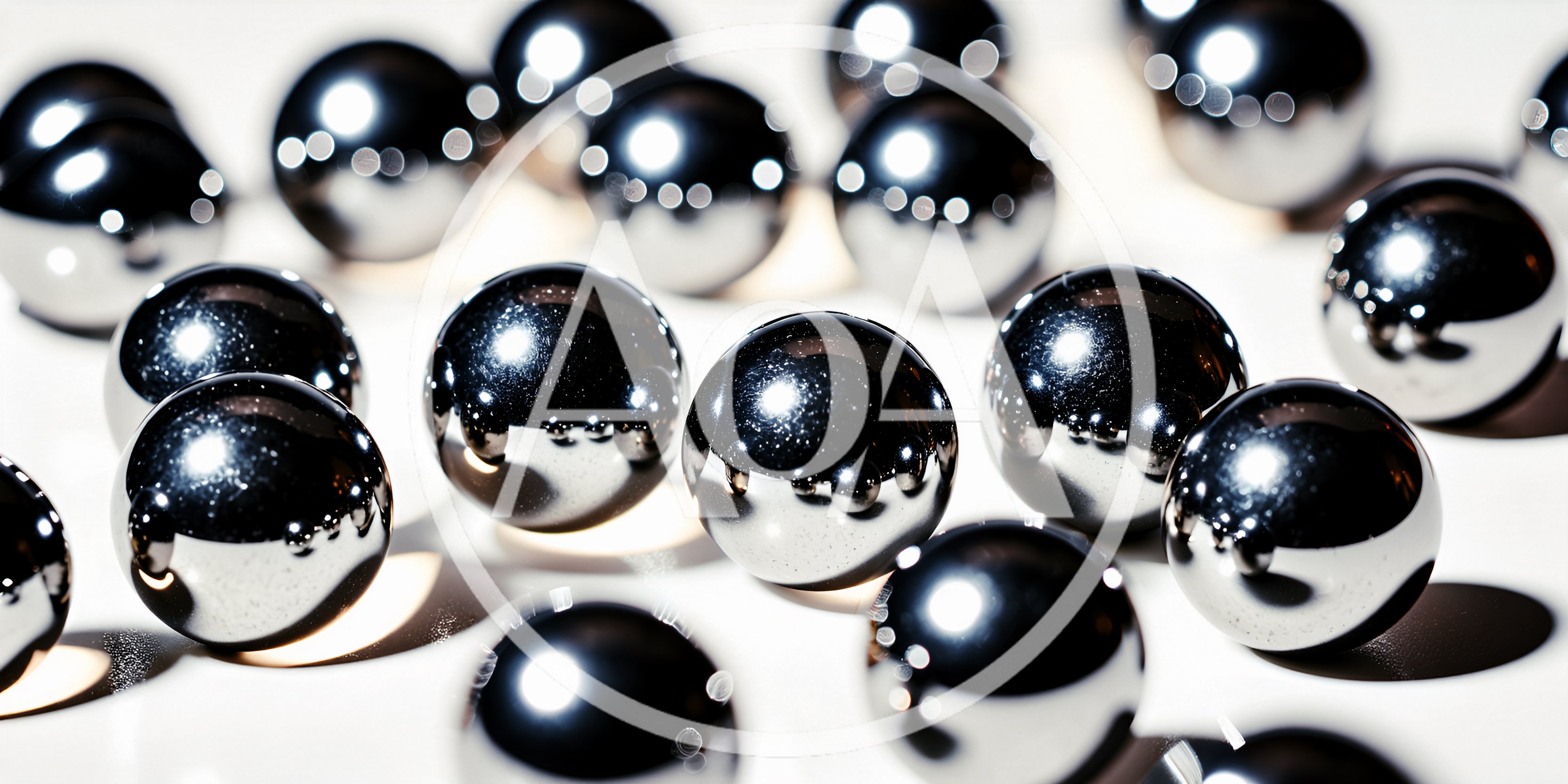 Shiny Chrome Steel Ball Bearings On White Surface