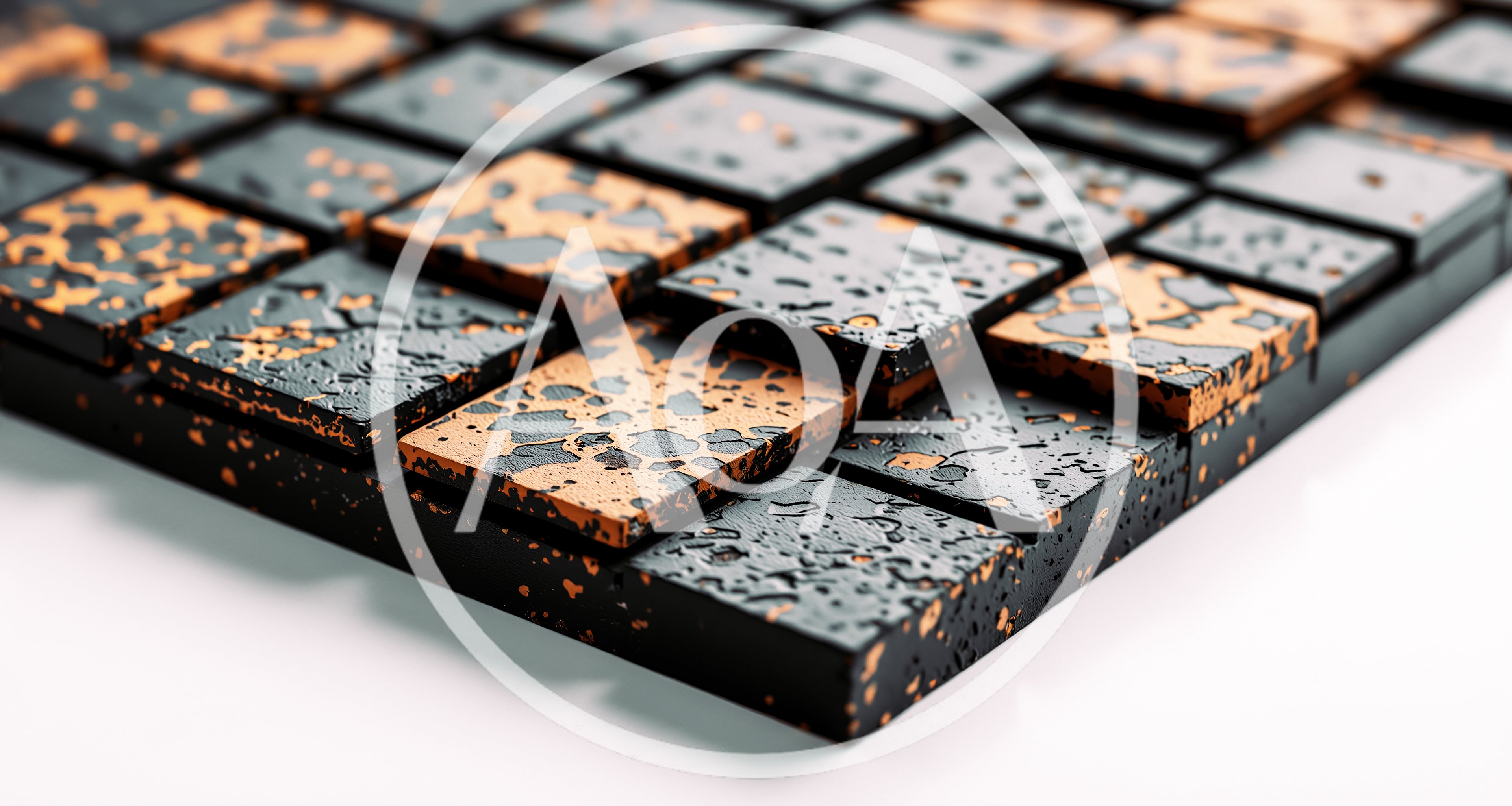 Abstract Pattern Of Black And Copper Textured Tiles