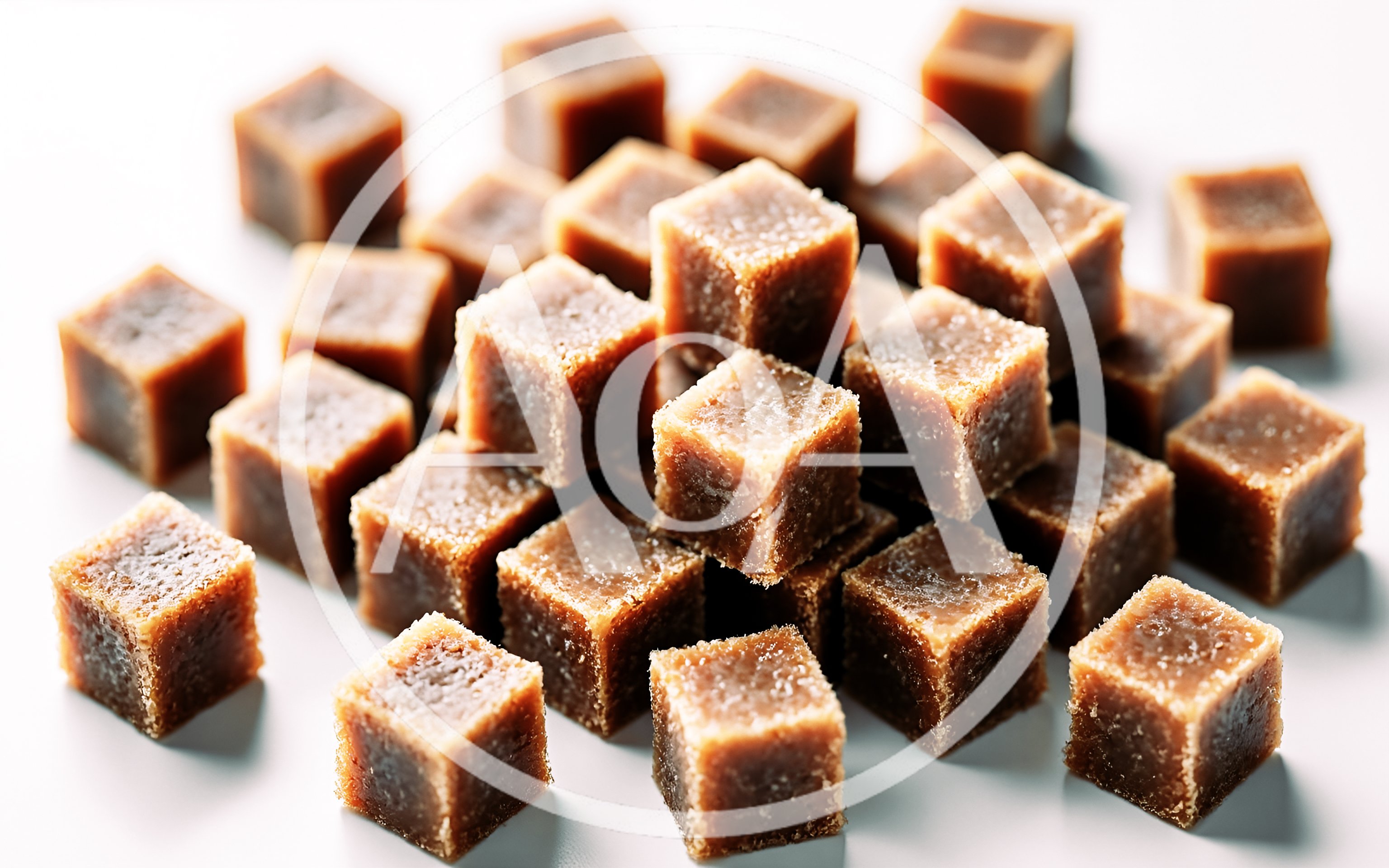 Pile Of Brown Sugar Cubes On White Background