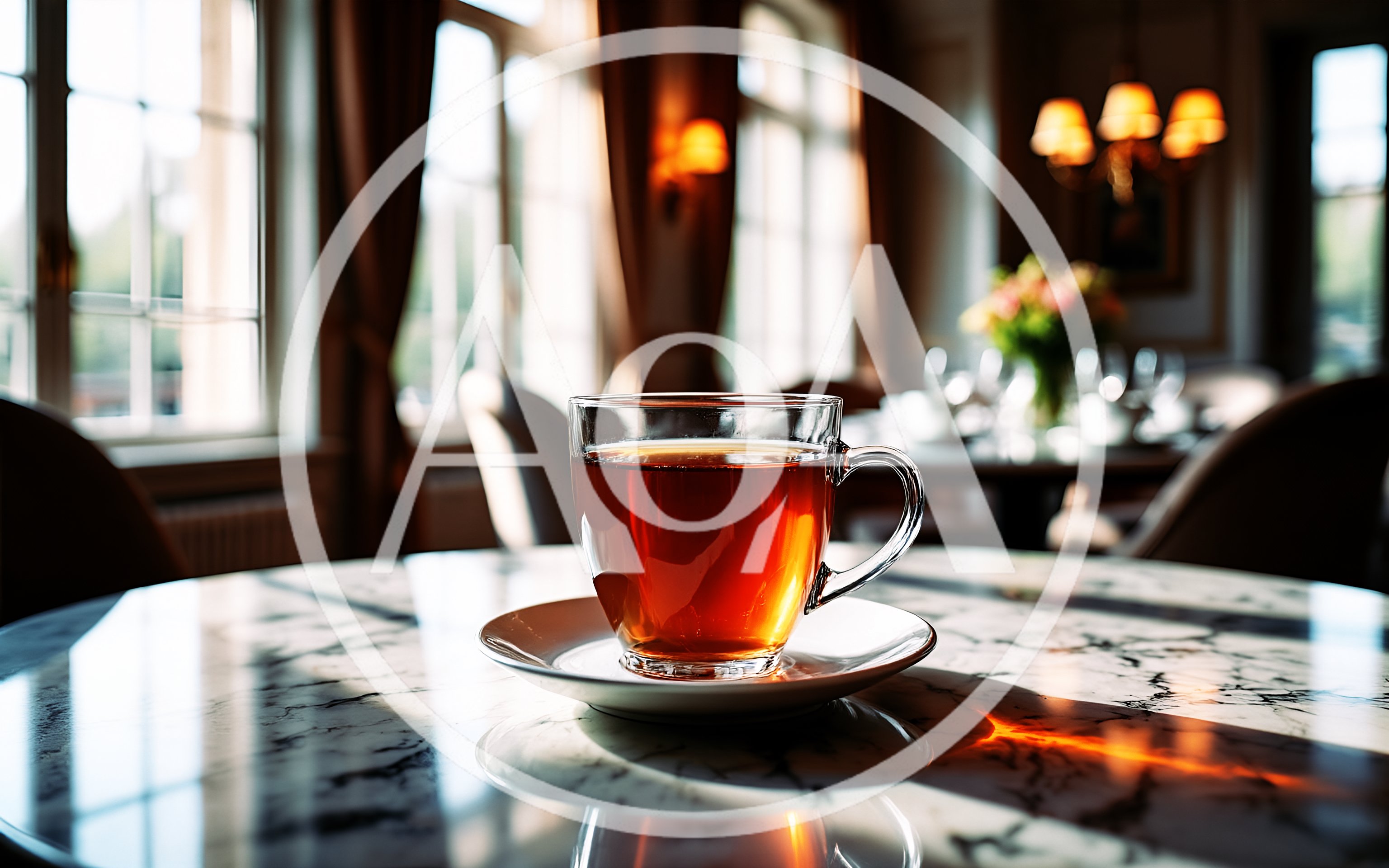 Glass Cup Of Tea On A Marble Table