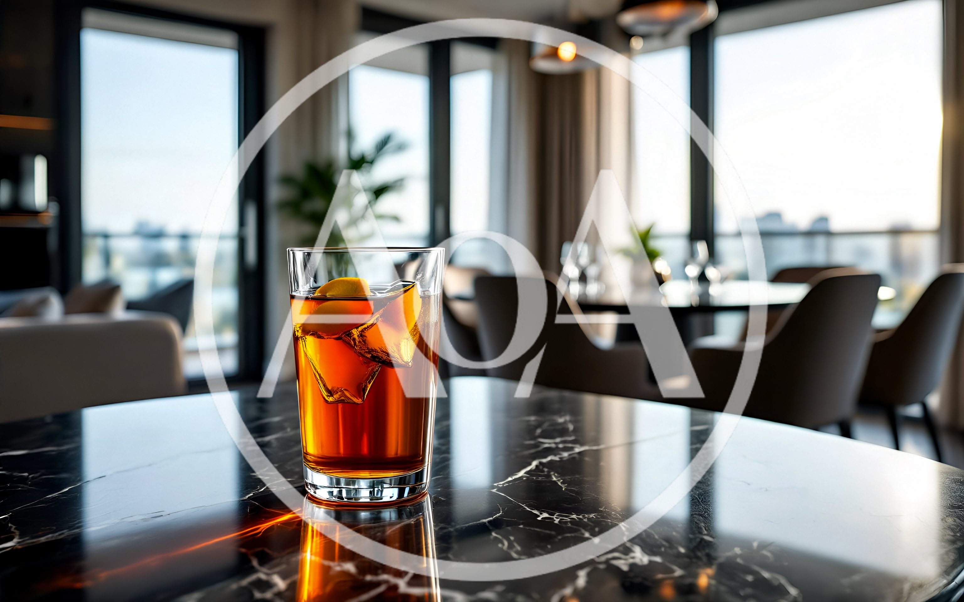 Glass of Iced Tea on Marble Table