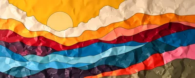Abstract Landscape Illustration With Layered Paper Texture