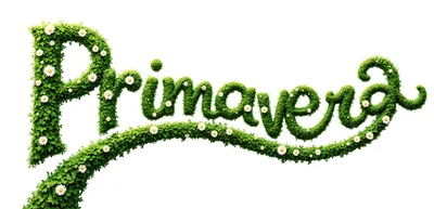 Spring Text Made Of Green Leaves And Daisies