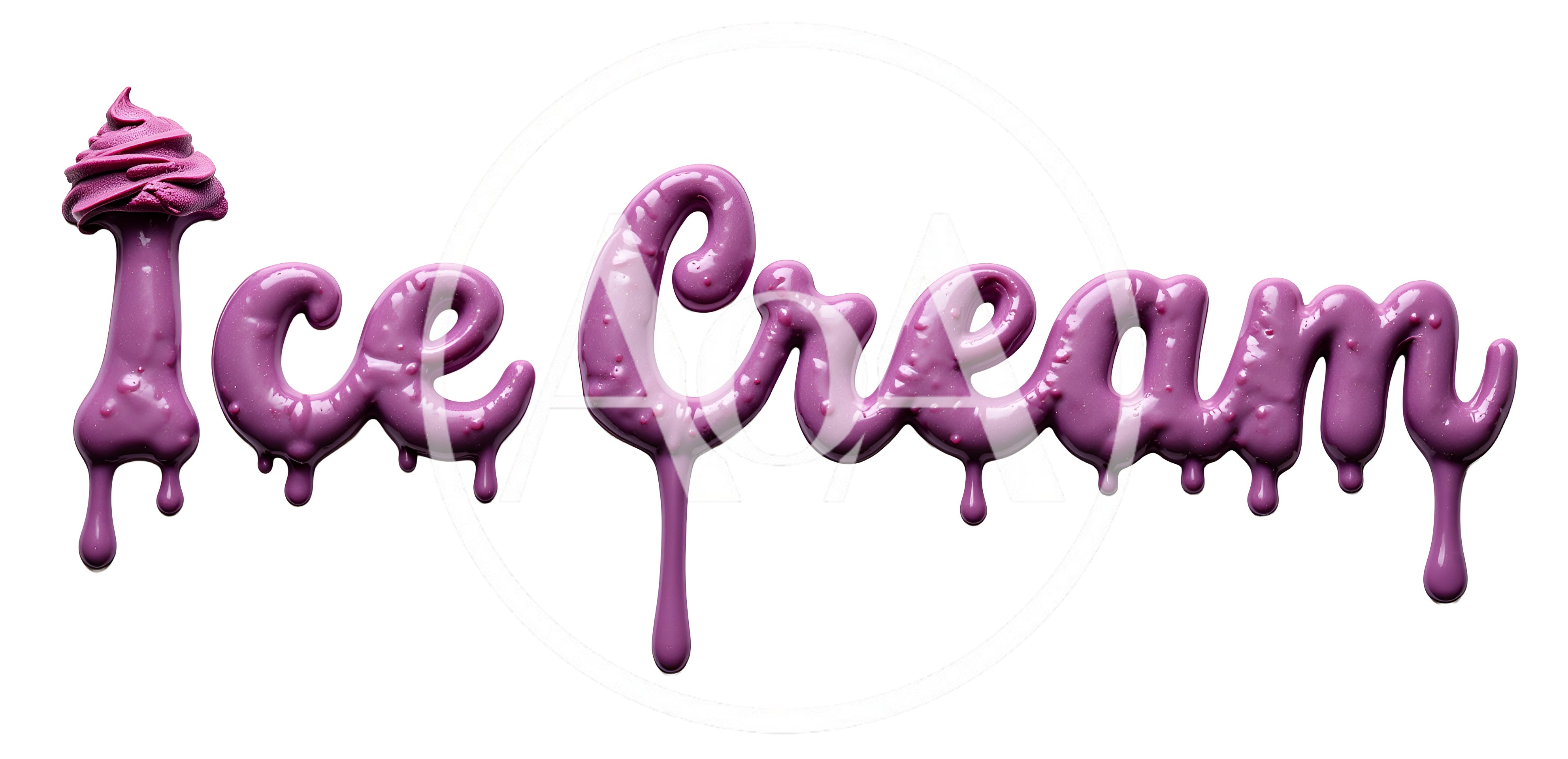 Purple Berry Ice Cream Text Design