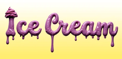Purple Berry Ice Cream Text Design