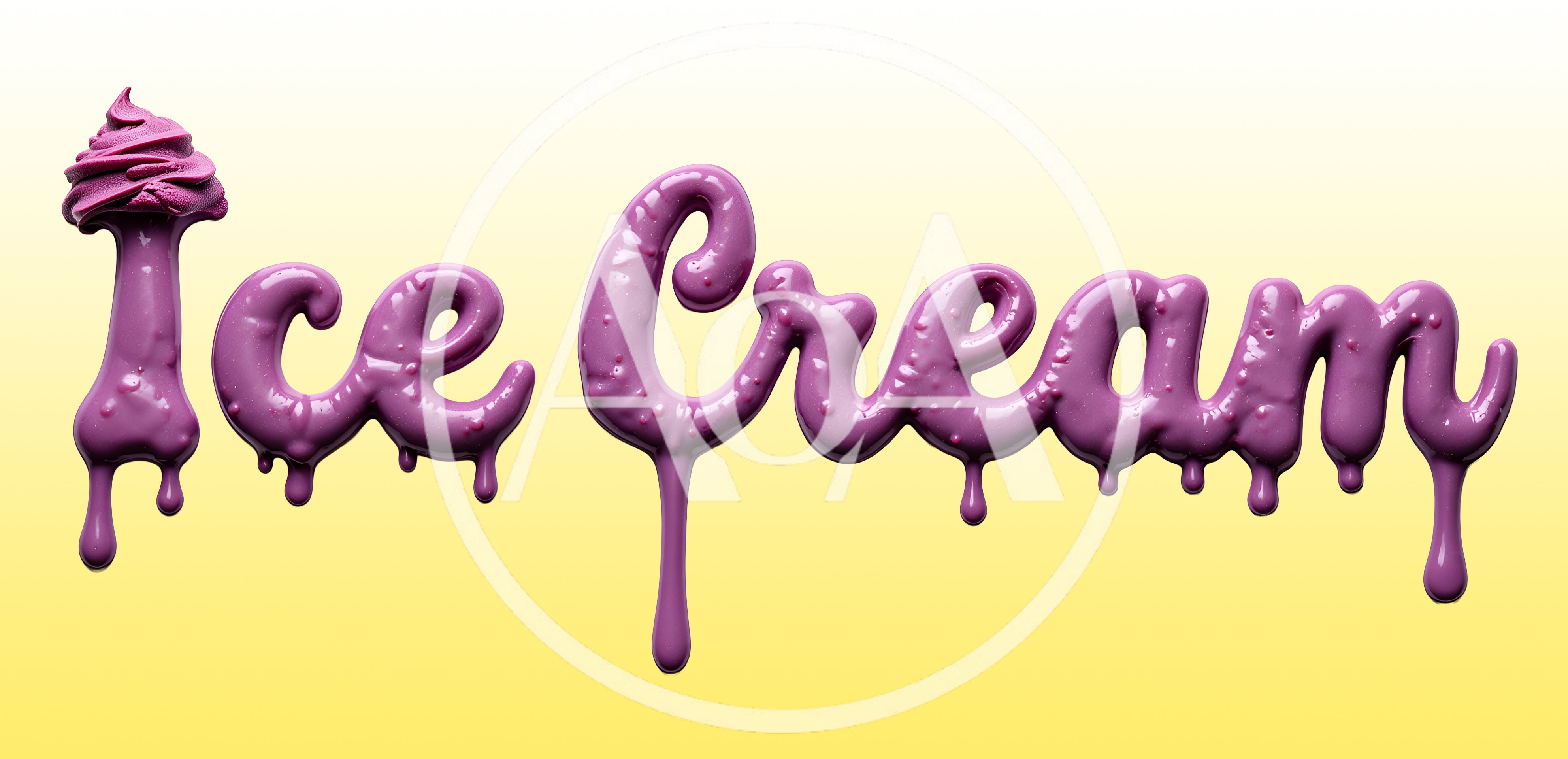 Purple Berry Ice Cream Text Design