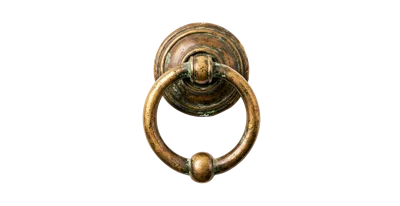 Antique Brass Door Knocker Isolated On White