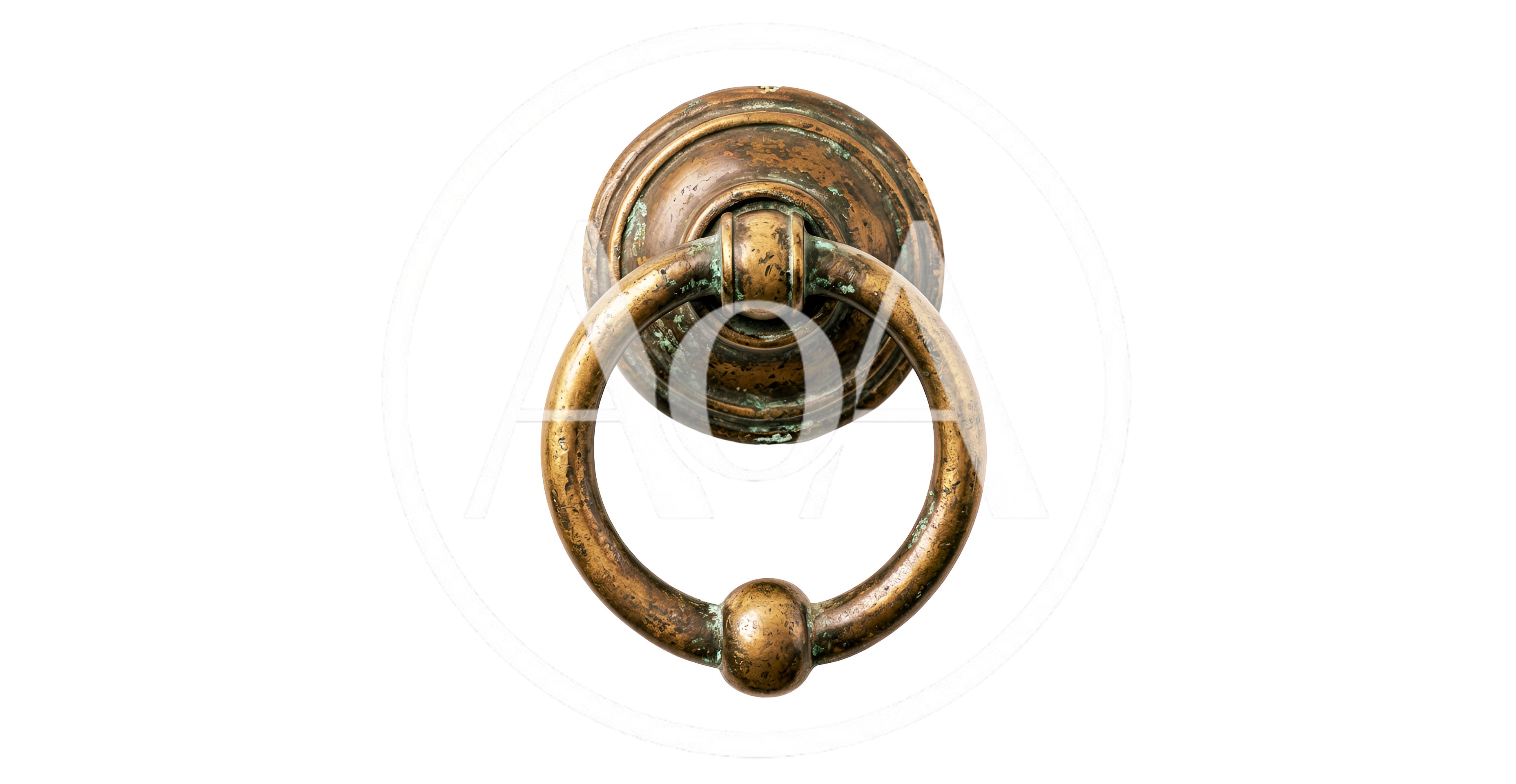 Antique Brass Door Knocker Isolated On White