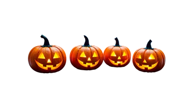 Four Glowing Jack O Lanterns Isolated On White