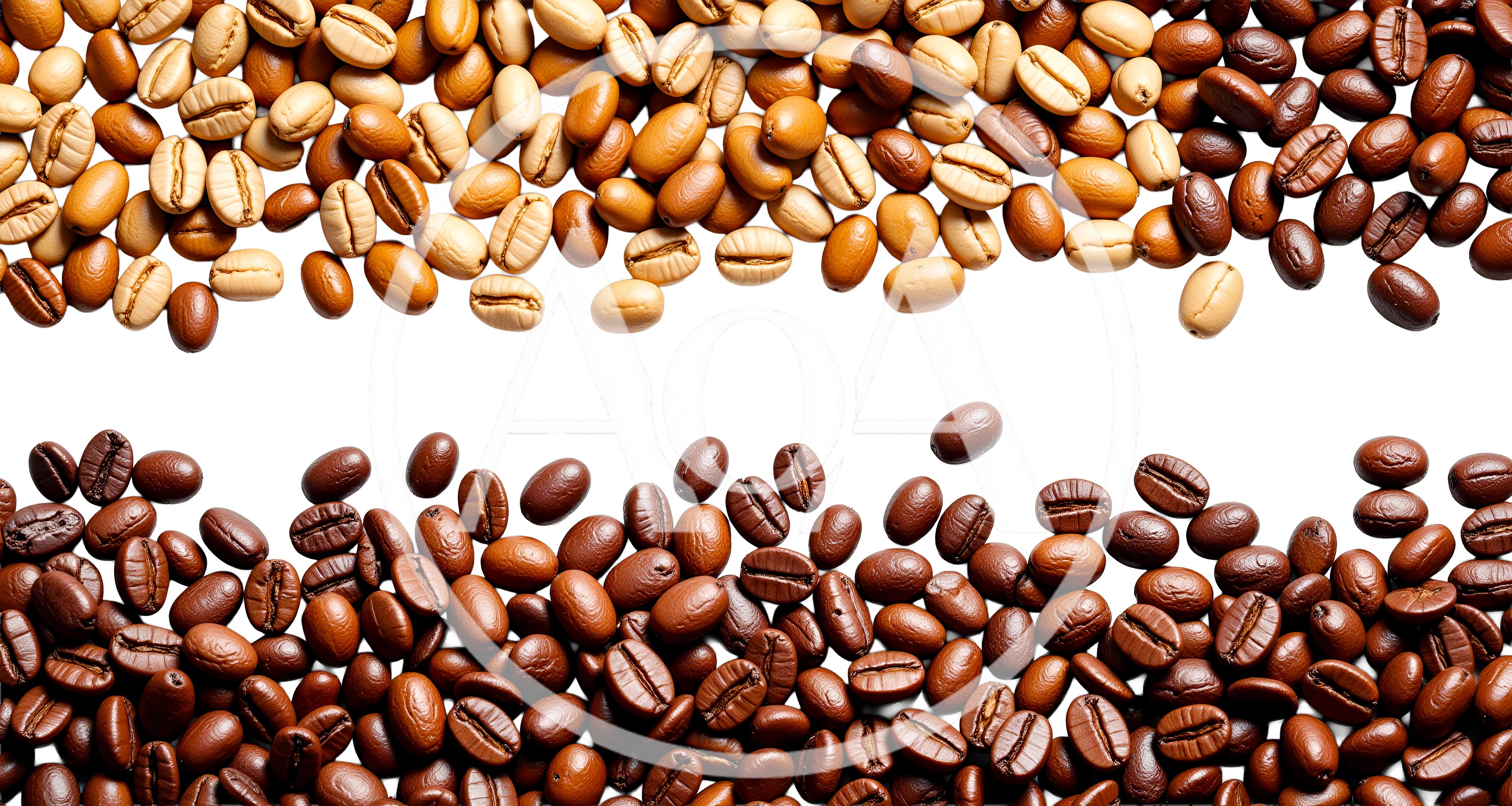 Roasted And Unroasted Coffee Beans Split Screen