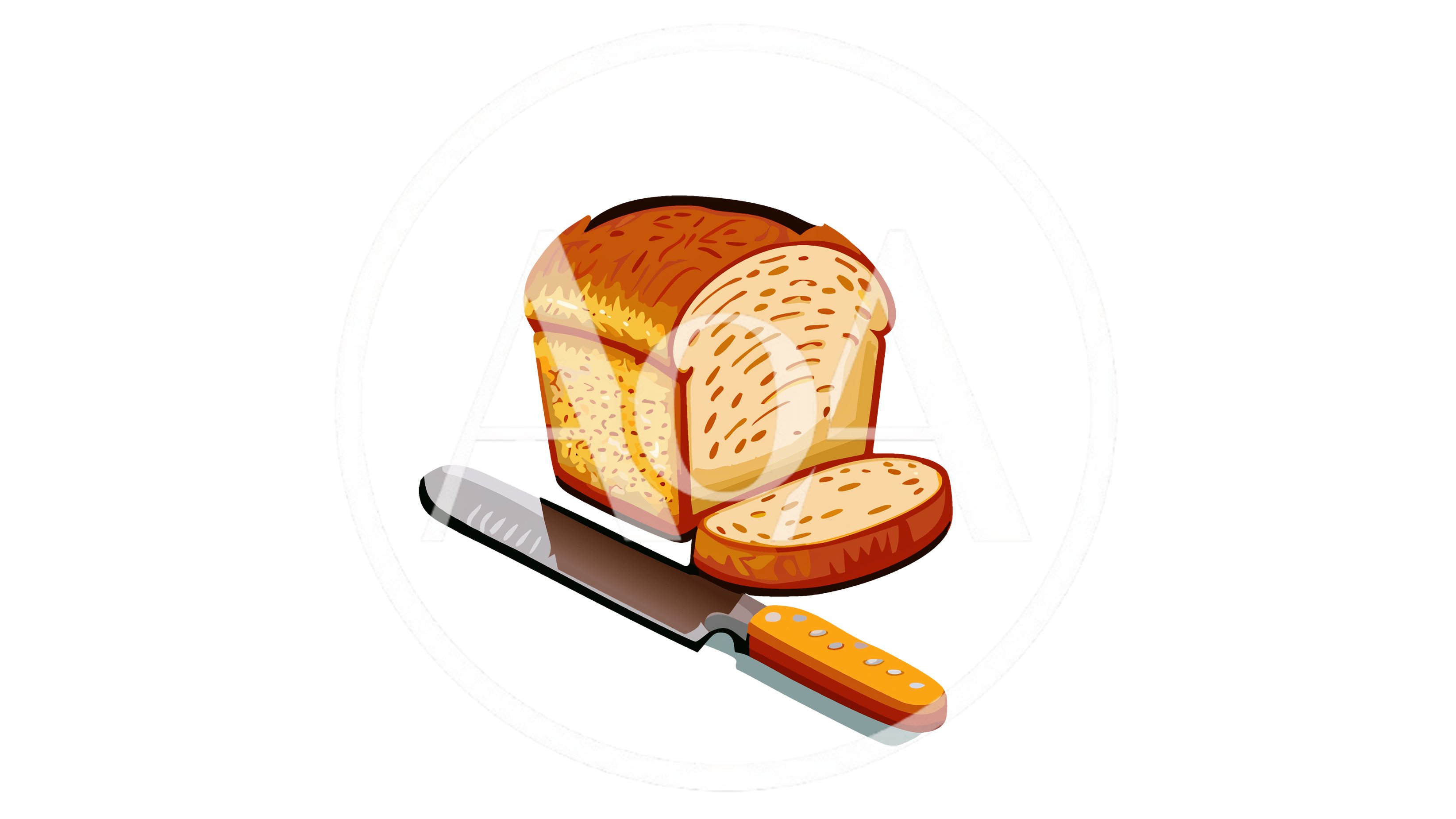 Loaf Of Sliced Bread With A Kitchen Knife