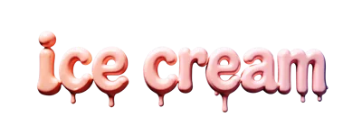 3D Rendered Pink Melting Ice Cream Text