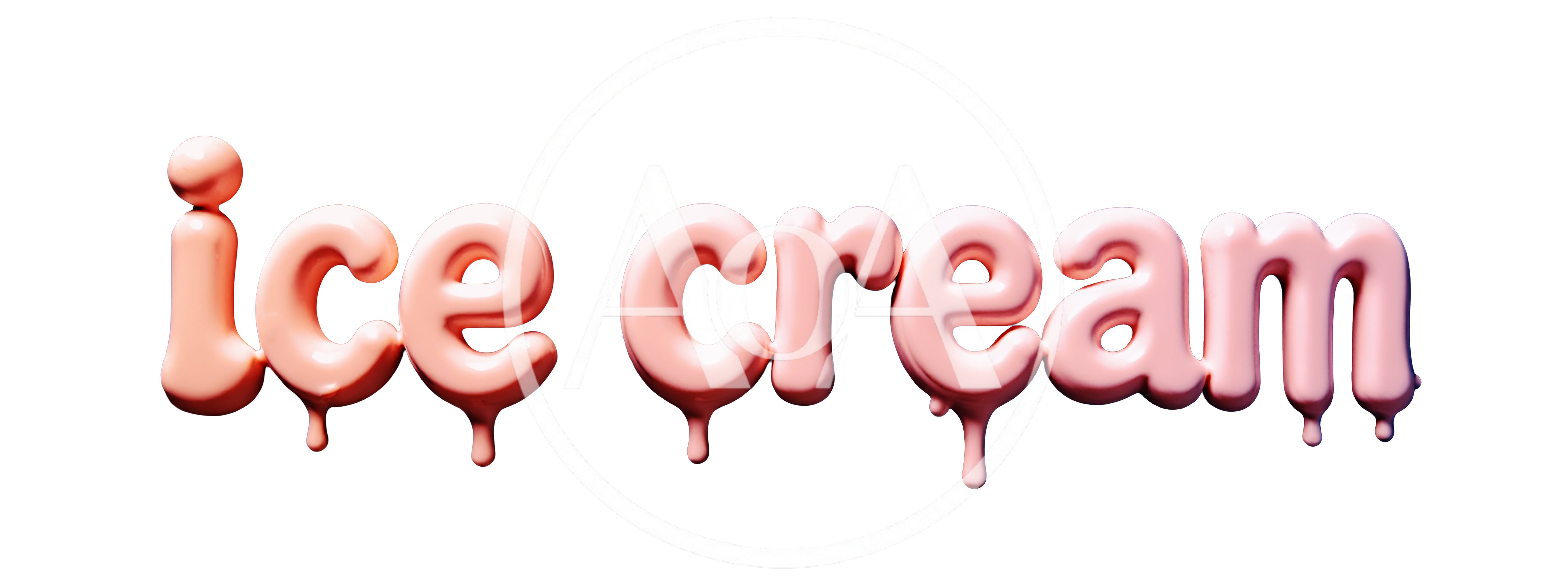 3D Rendered Pink Melting Ice Cream Text