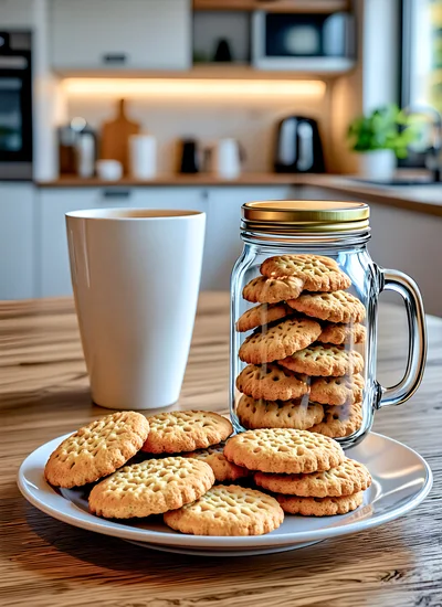 Cookies In A Glass Jar And On A Plate
