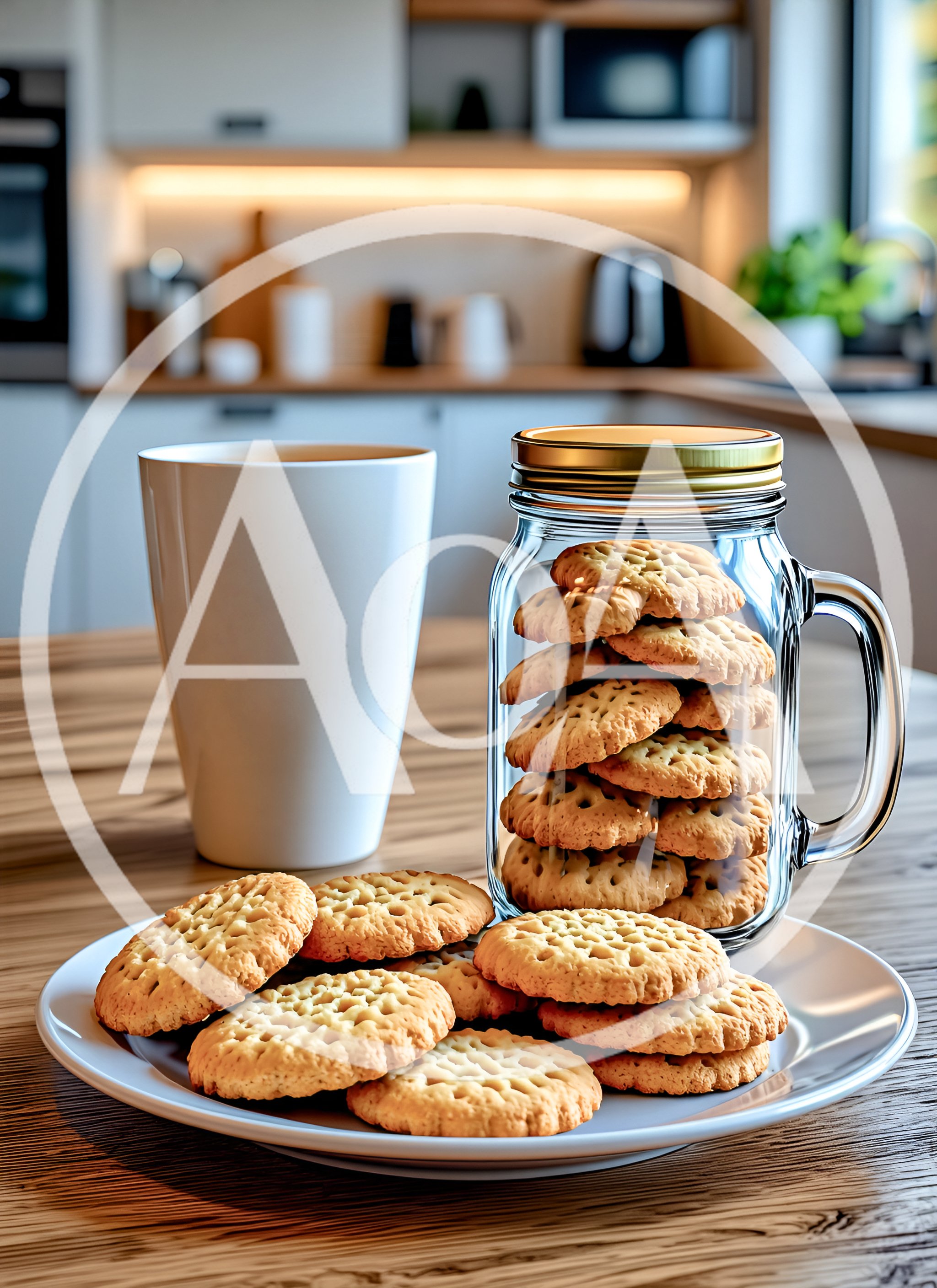 Cookies In A Glass Jar And On A Plate